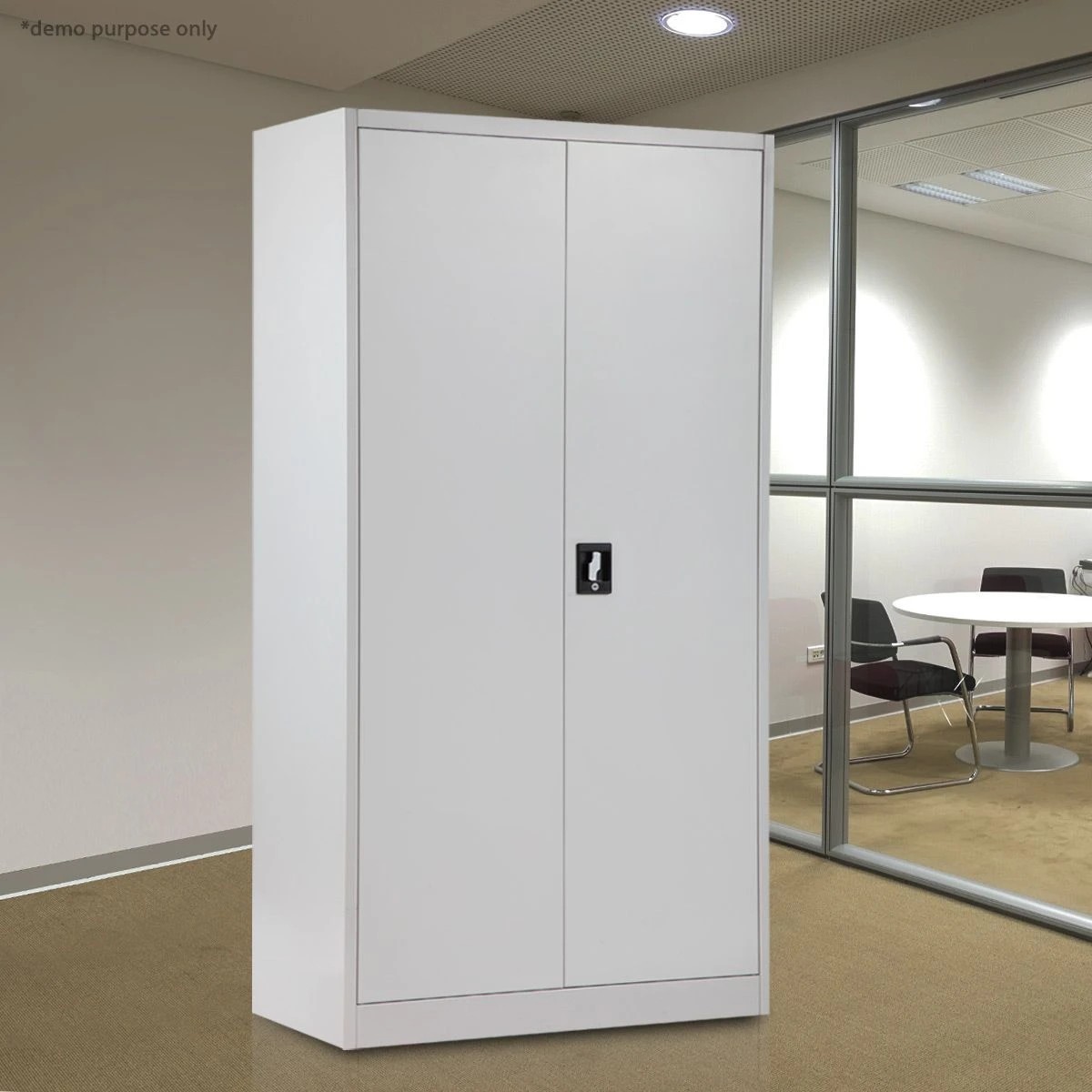 5 Ausway 2 Door Office File Locker Steel Storage Cabinet 180cm Grey White, 5 of 10