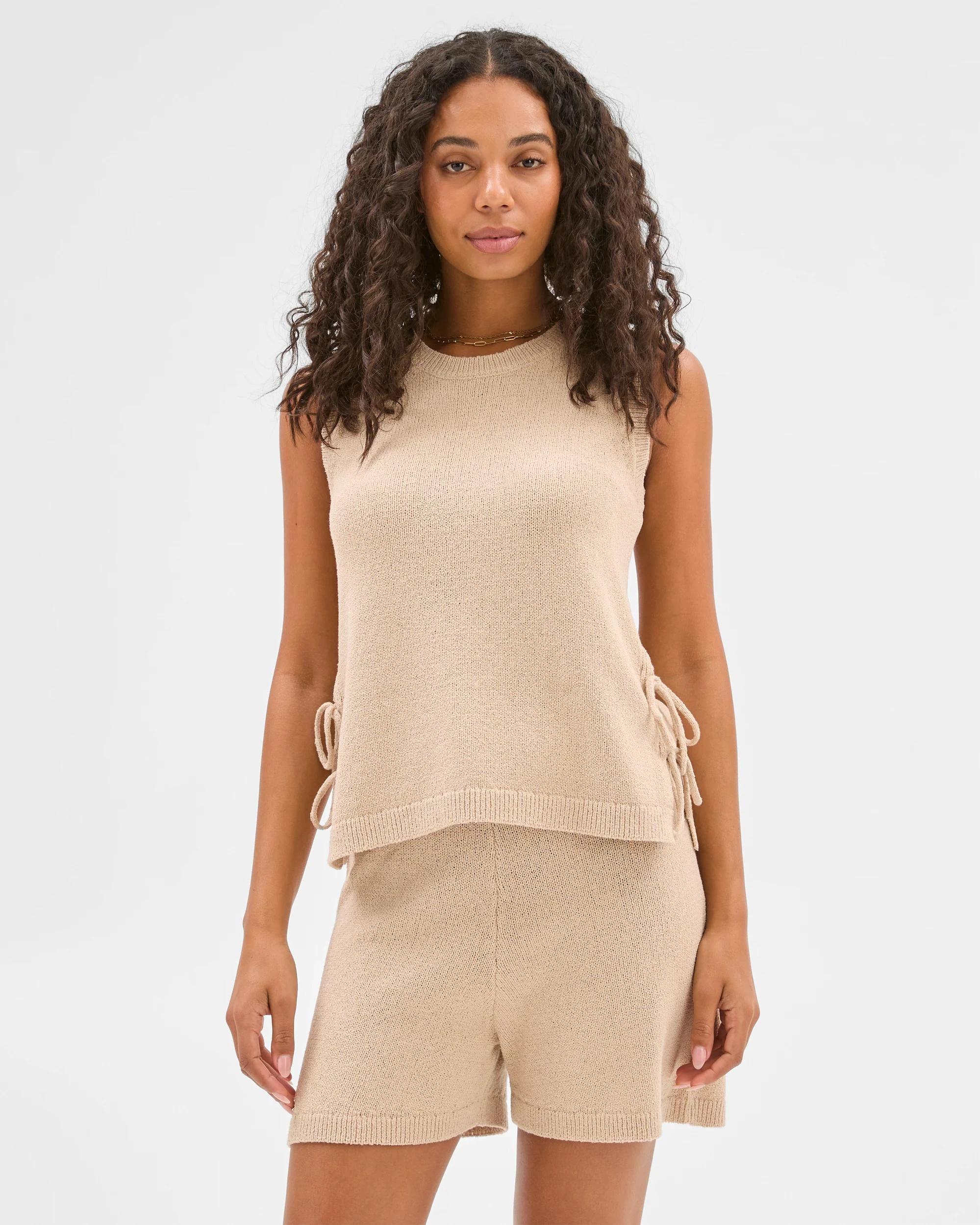 3 Target Australian Cotton Blend Boucle Knit Shorts ASH BROWN, 3 of 6