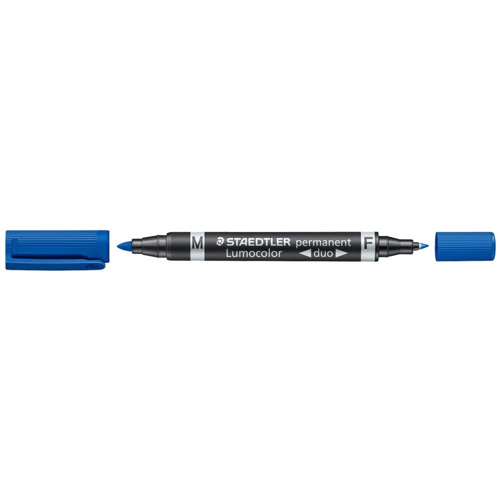 1 Staedtler Lumocolour Duo Permanent Pen Blue, 1 of 3