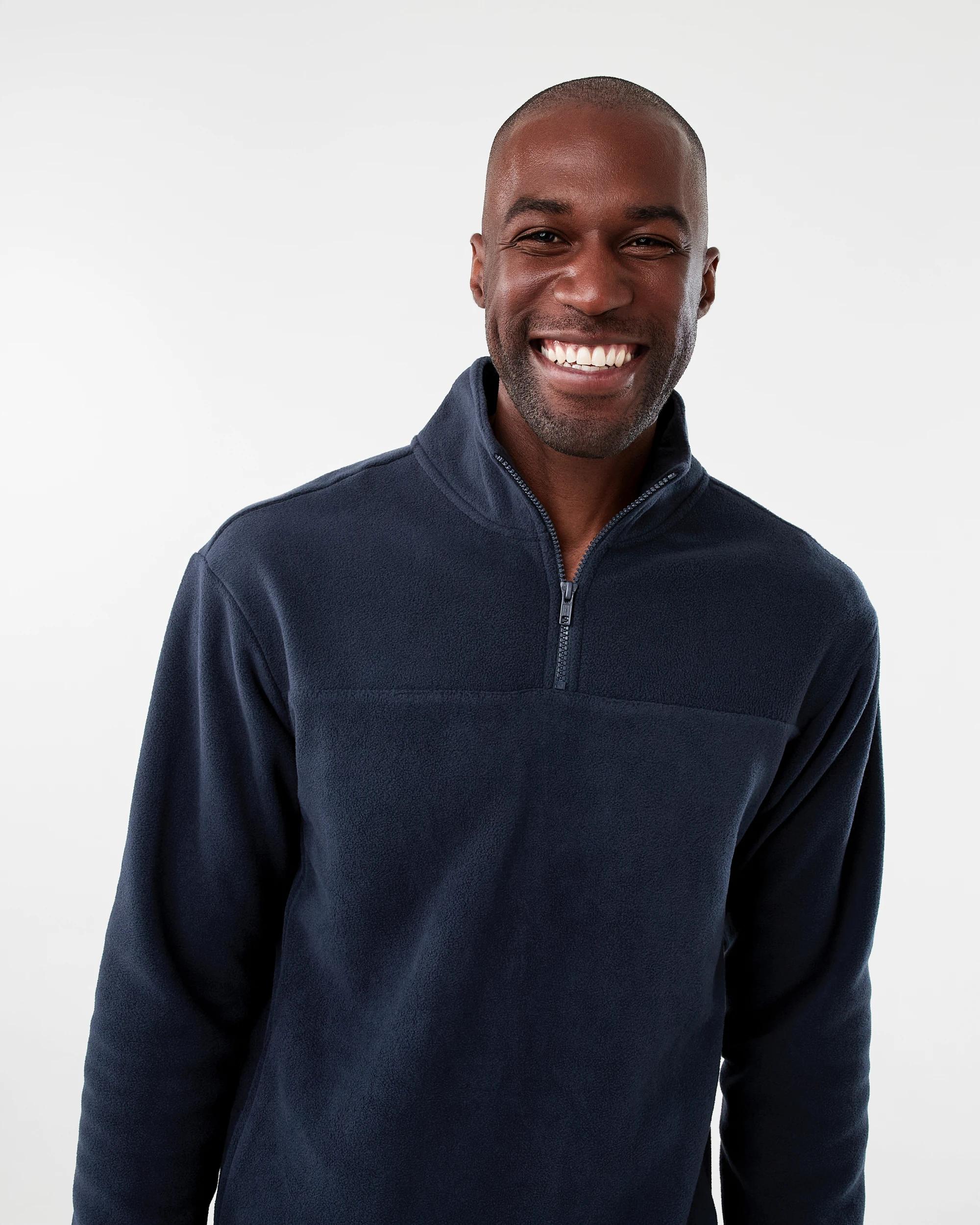 4 Active Mens Polar Fleece Quarter Zip Long Sleeve Navy W26, 4 of 6