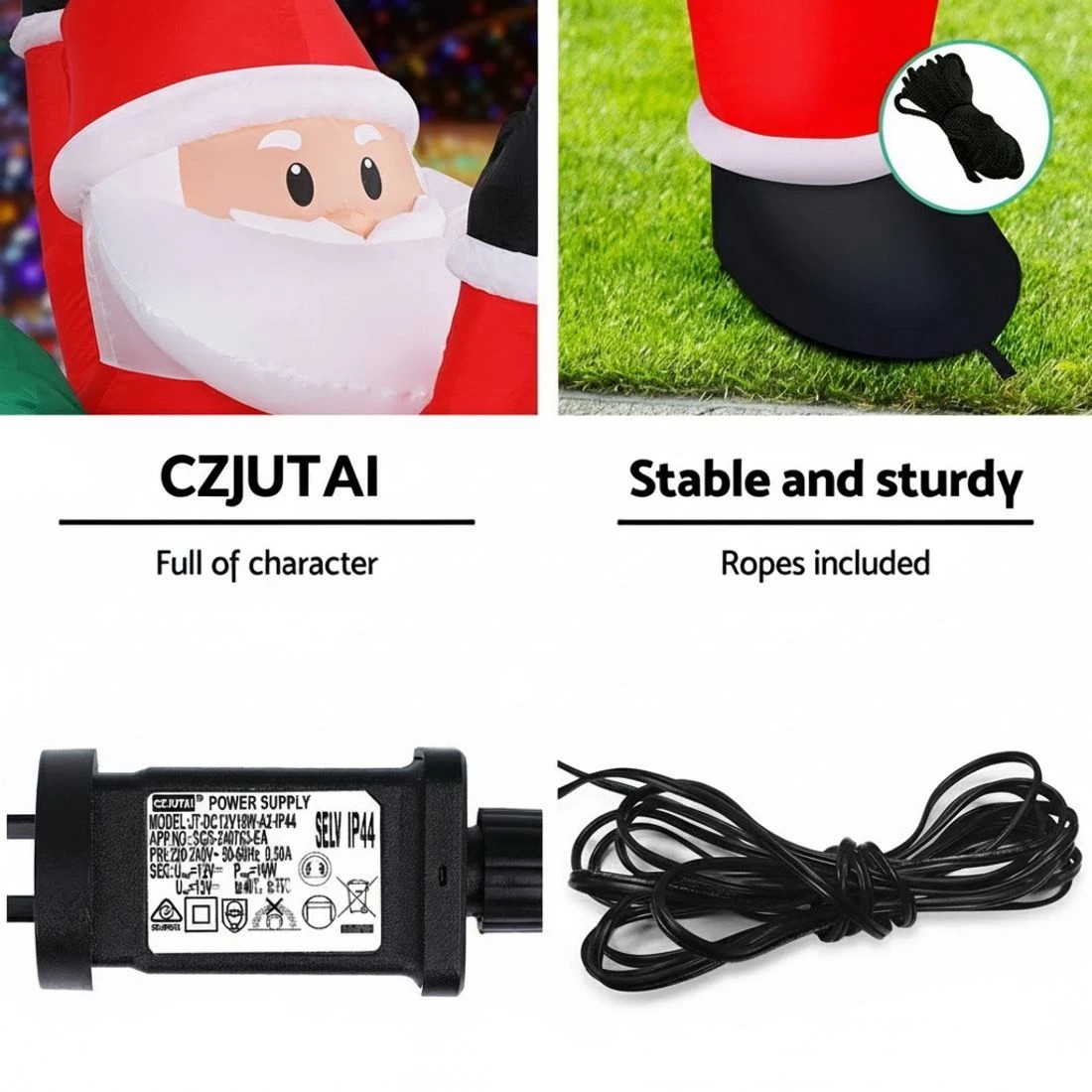 7 Jingle Jollys Christmas Inflatable Santa Climbing LED Illuminated Decorations 1.9M - Multi, 7 of 7