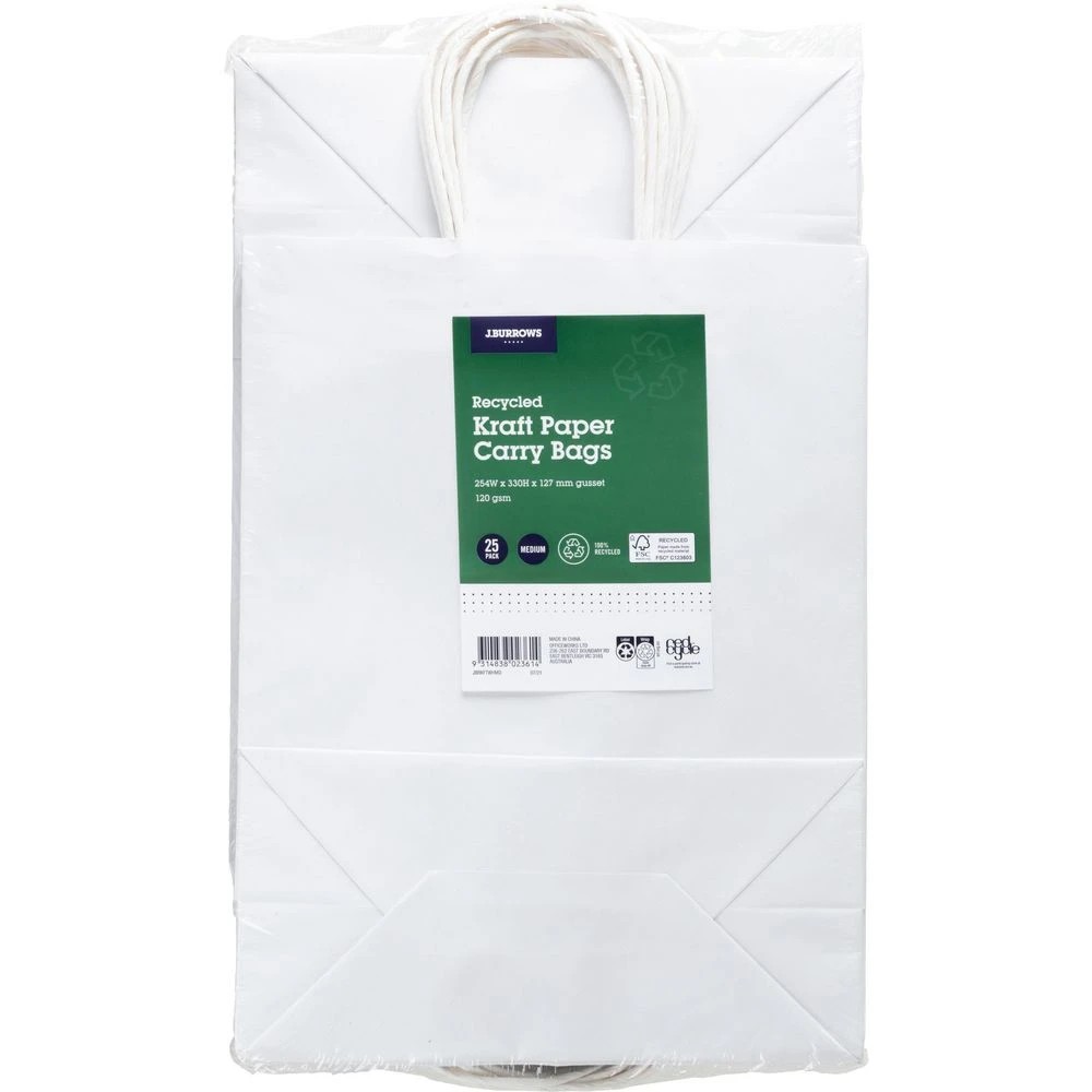 2 J.Burrows Kraft Bag Medium White 25 Pack, 2 of 2