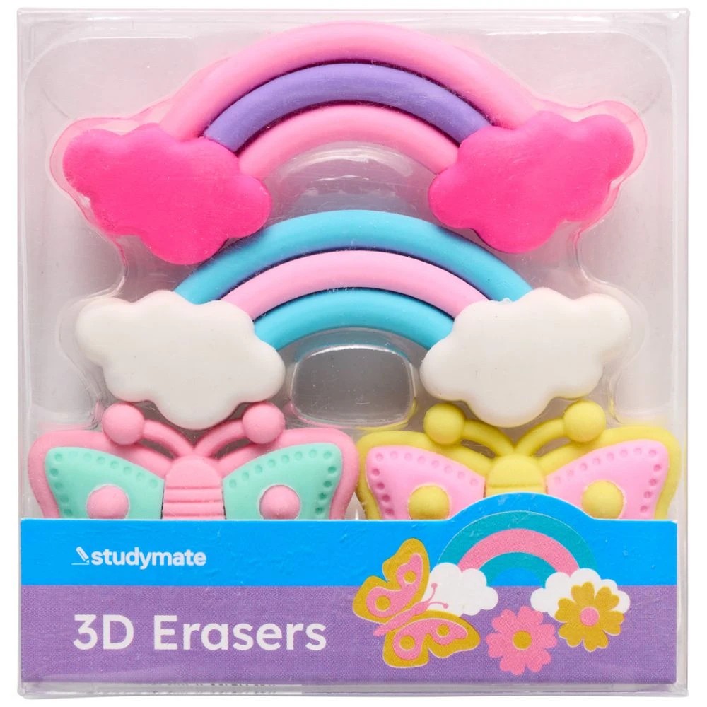 2 Studymate Novelty Erasers Butterfly 4 Pack, 2 of 2
