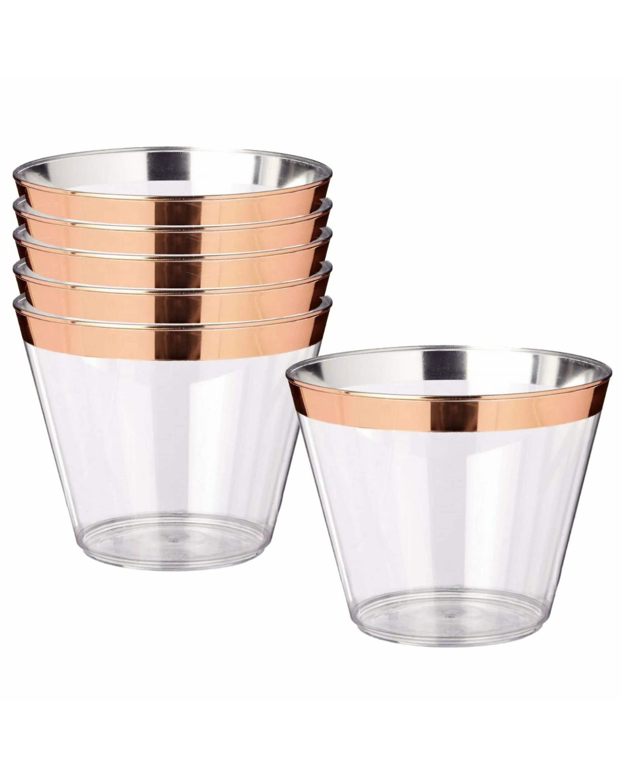 1 Partyware Rose Gold Trim Tumbler Cups 250ml Pack of 6 - Rose Gold, 1 of 1