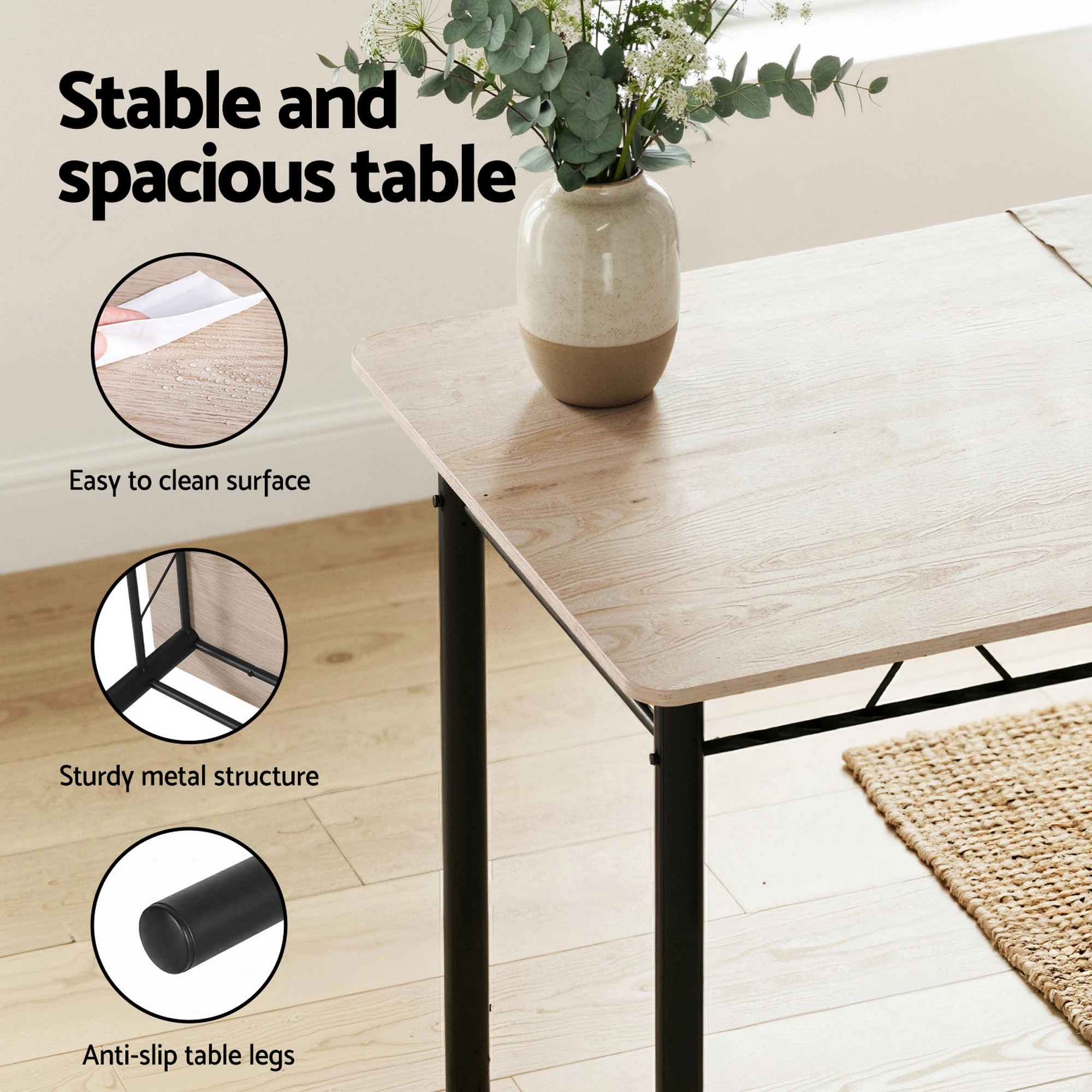 4 Artiss Dining Table and Chairs Set of 5 Compact Kitchen Furniture Modern - Natural, 4 of 6