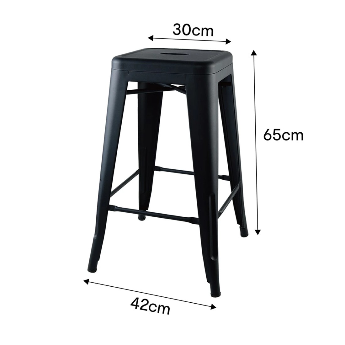 8 65cm Metal Bar Stool - Black, 8 of 8
