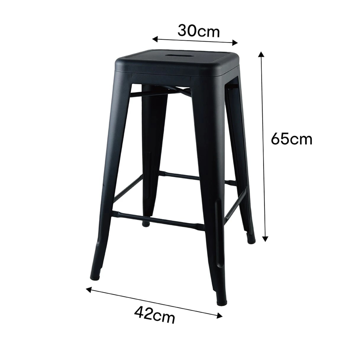 8 65cm Metal Bar Stool - Black, 8 of 8
