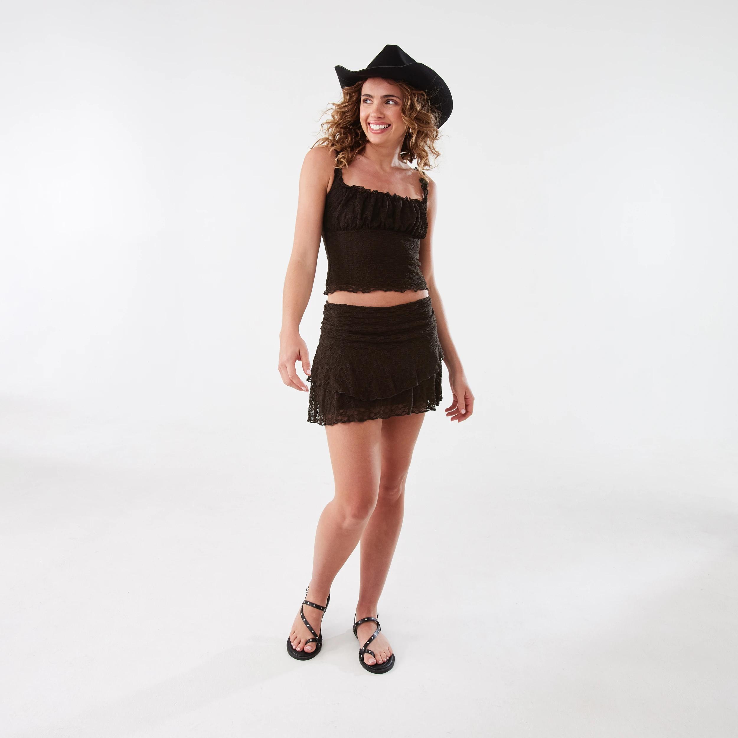 2 Lace Rara Mini Skirt Melt Brown, 2 of 9