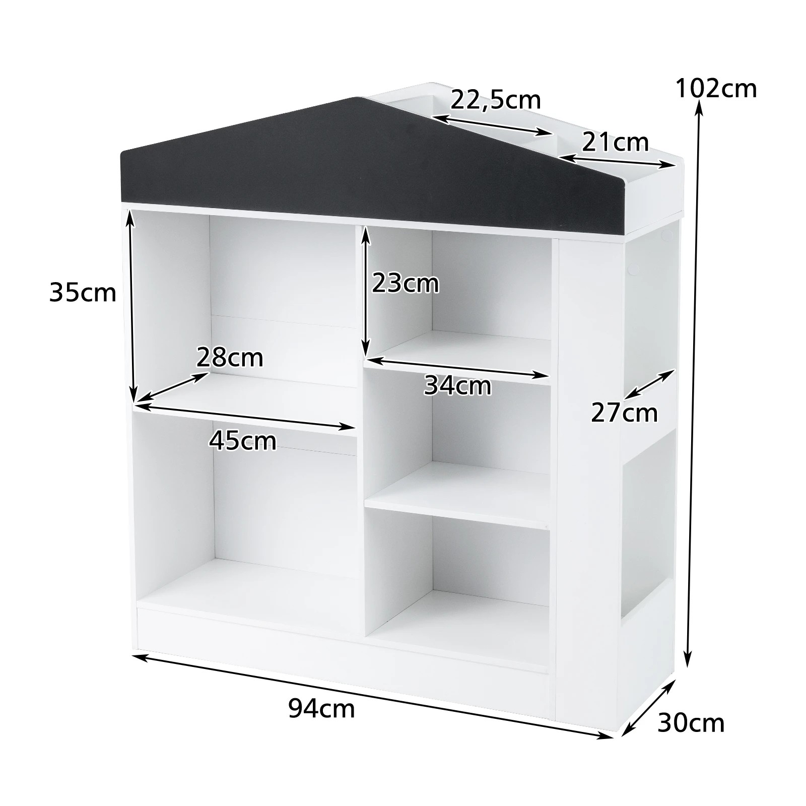 6 Costway Toy Storage Organizer Cabinet Box House Shape Bookcase Wooden Bookshelf - White, 6 of 7