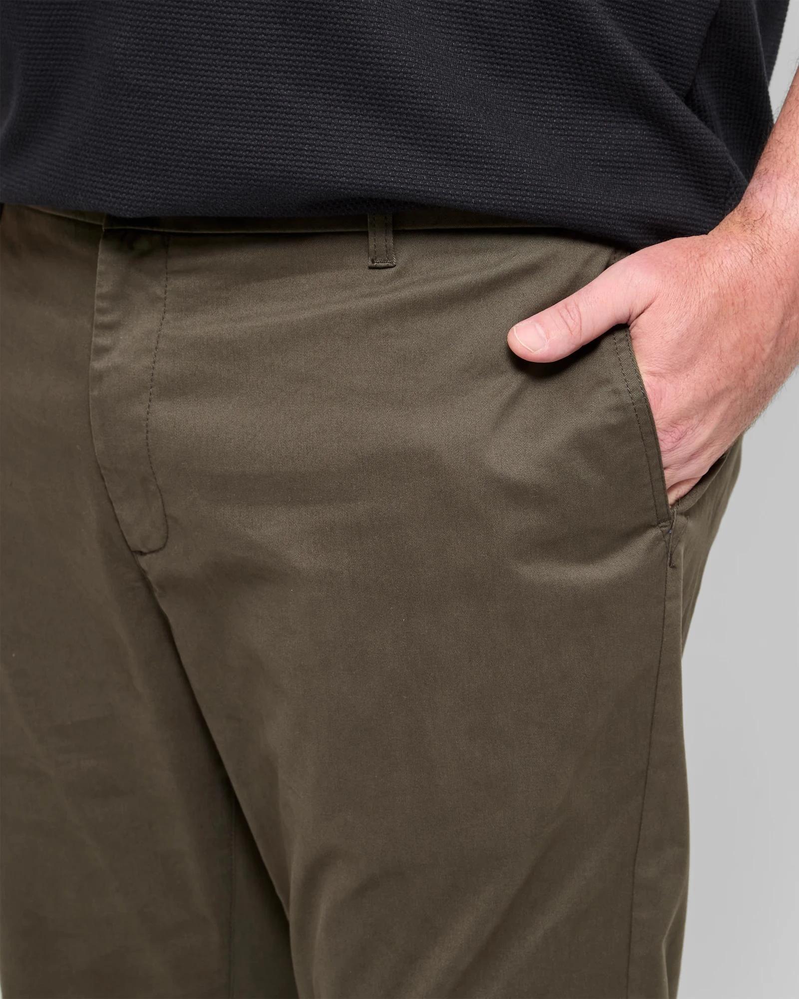 5 Target Man Plus Plus Size Australian Cotton 1/2 Elastic Waist Tapered Chino Pants DARK OLIVE, 5 of 5