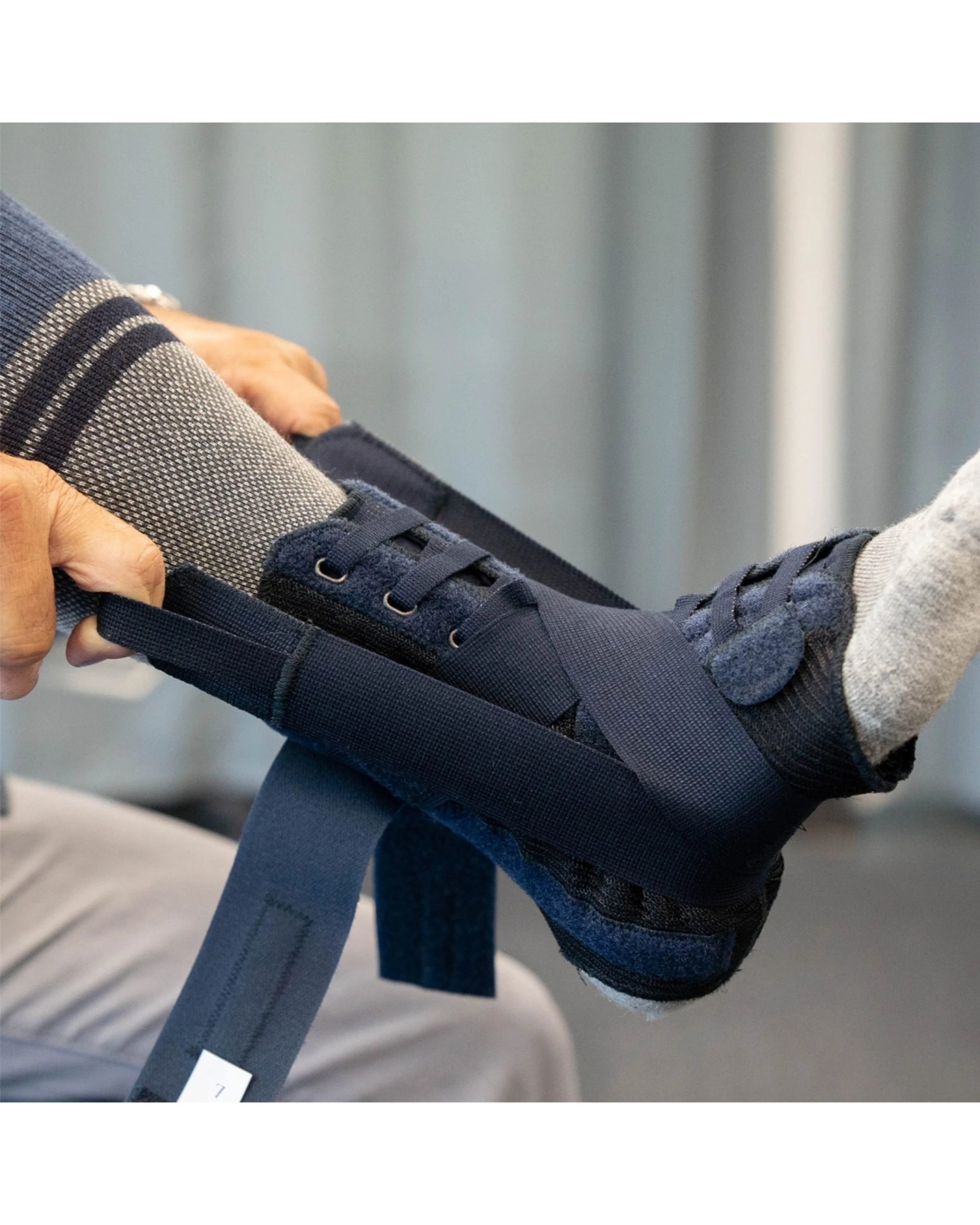 6 M-Brace Laced Ankle Stabilizer Figure 8 Strap Cotton Lining Support Large - Blue, 6 of 7
