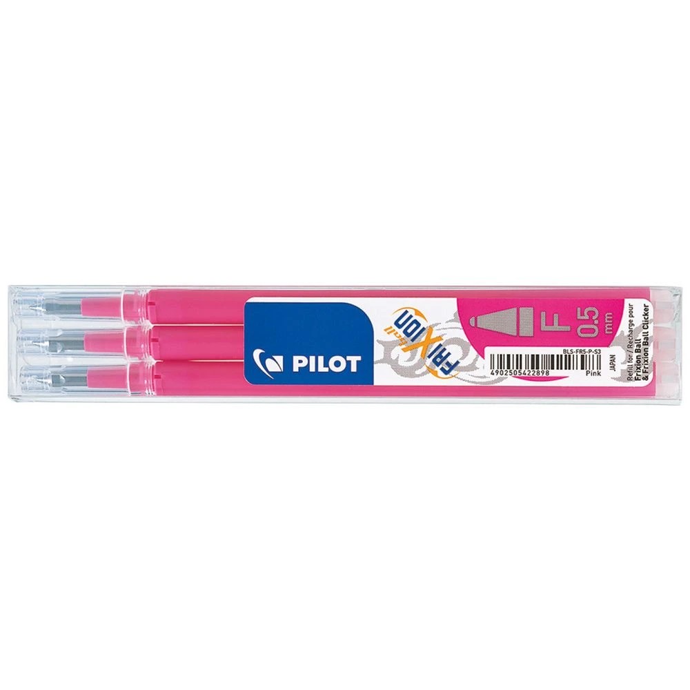 1 PILOT Frixion Erasable Gel Ink Refill 0.5mm Pink 3 Pack, 1 of 3