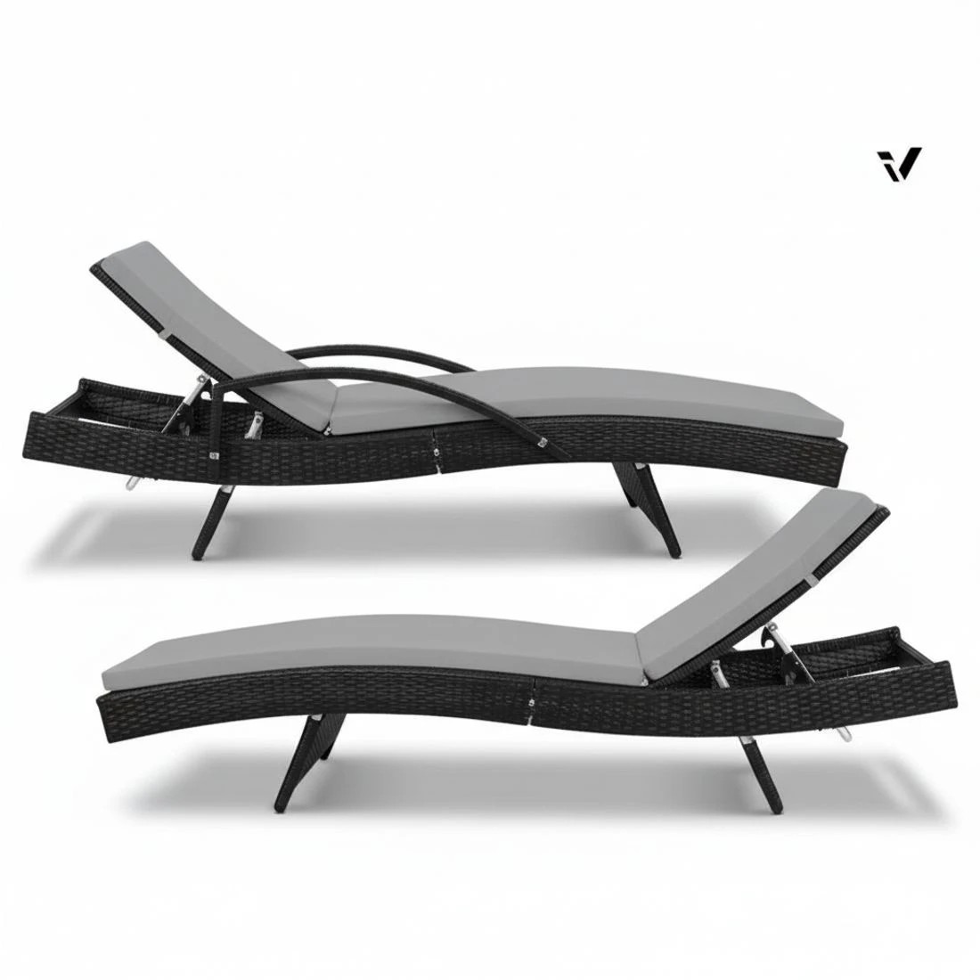 6 Gardeon 2PC Sun Lounge - Black, 6 of 8