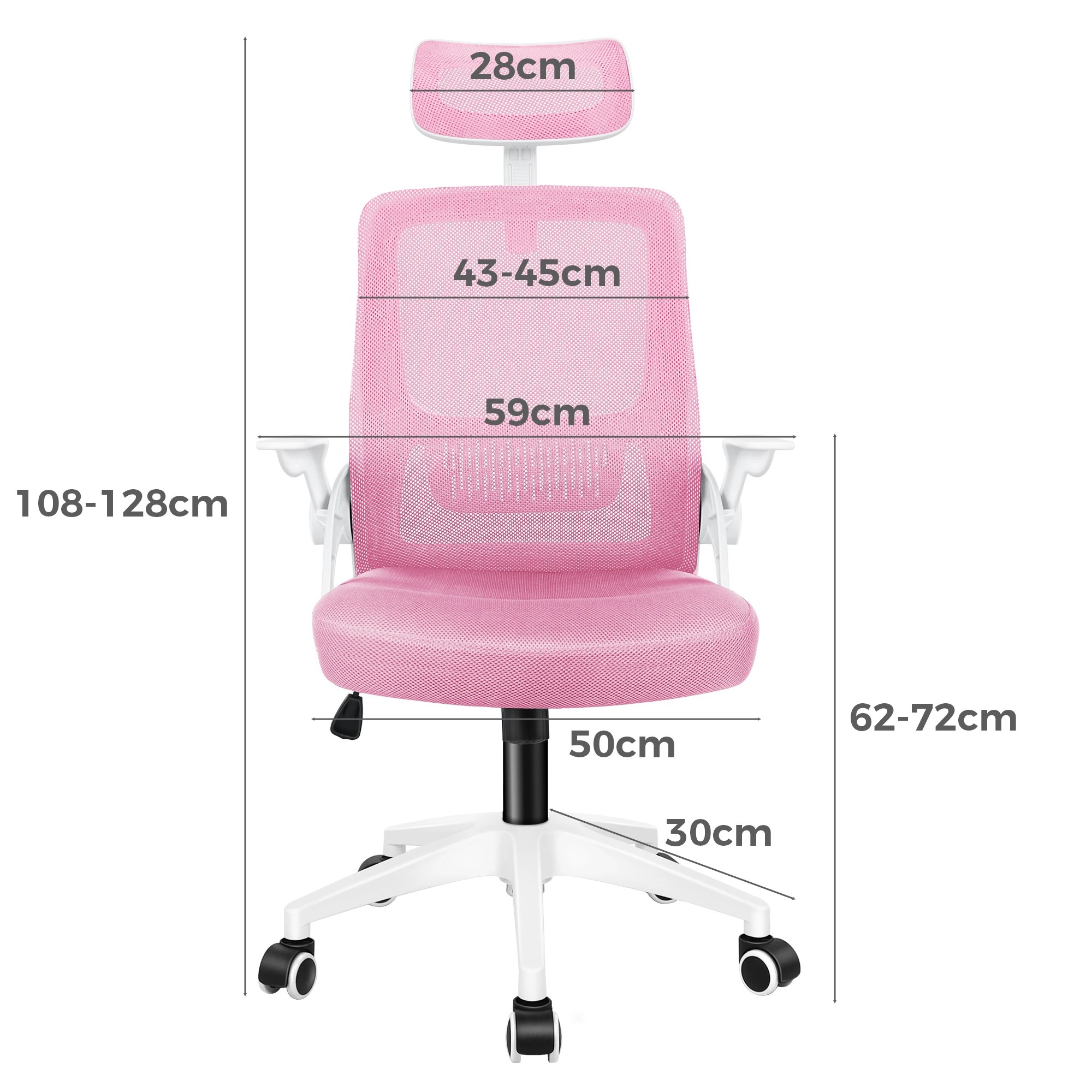 6 Alfordson Mesh Office Chair Executive Fabric Seat Tilt Gaming Computer - Pink, 6 of 10