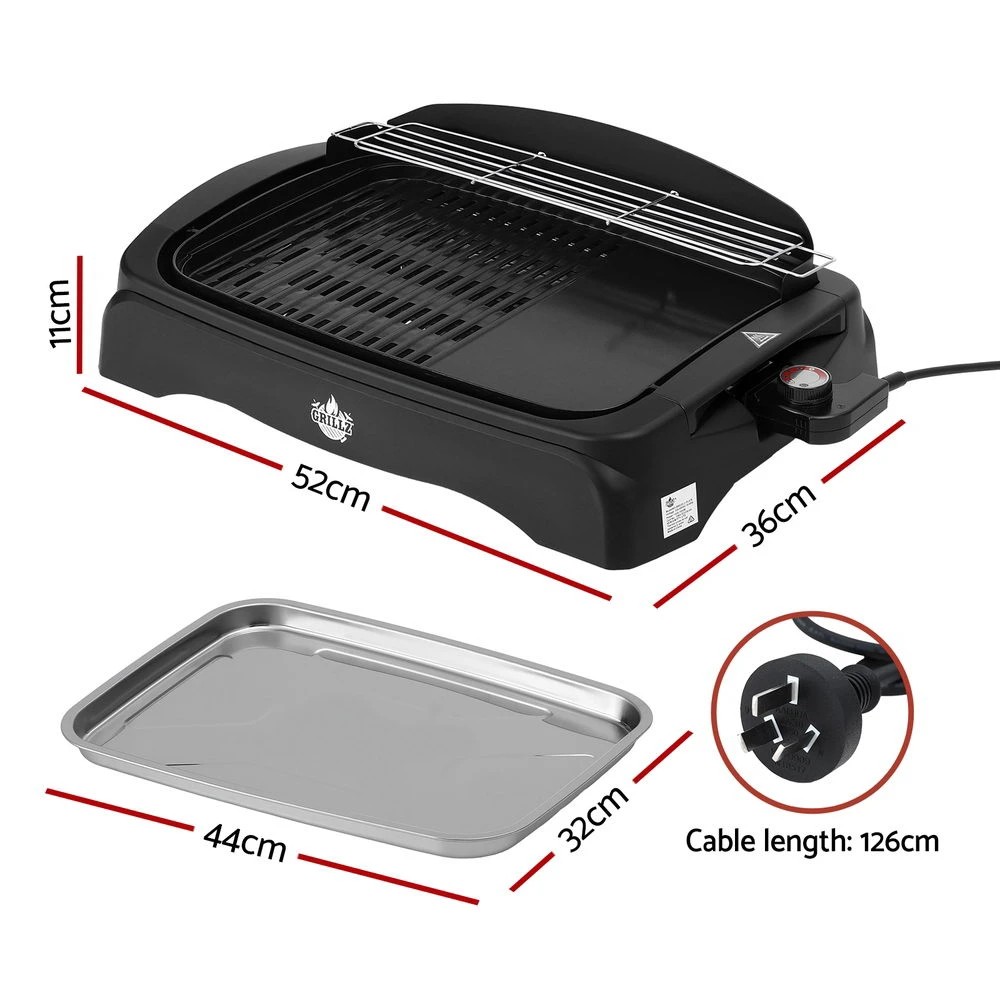 2 Grillz 1950W Electric BBQ Grill Non-stick Plate for Indoor Outdoor - Black, 2 of 7