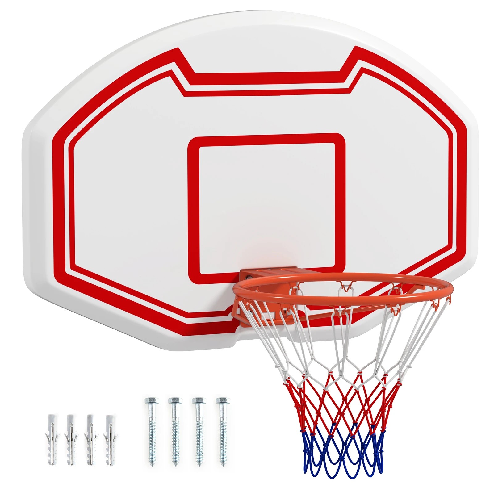 1 Costway Wall Mounted Basketball Set Basketball Hoop Ring w/Backboard & Standard Rim Indoor Outdoor, 1 of 1