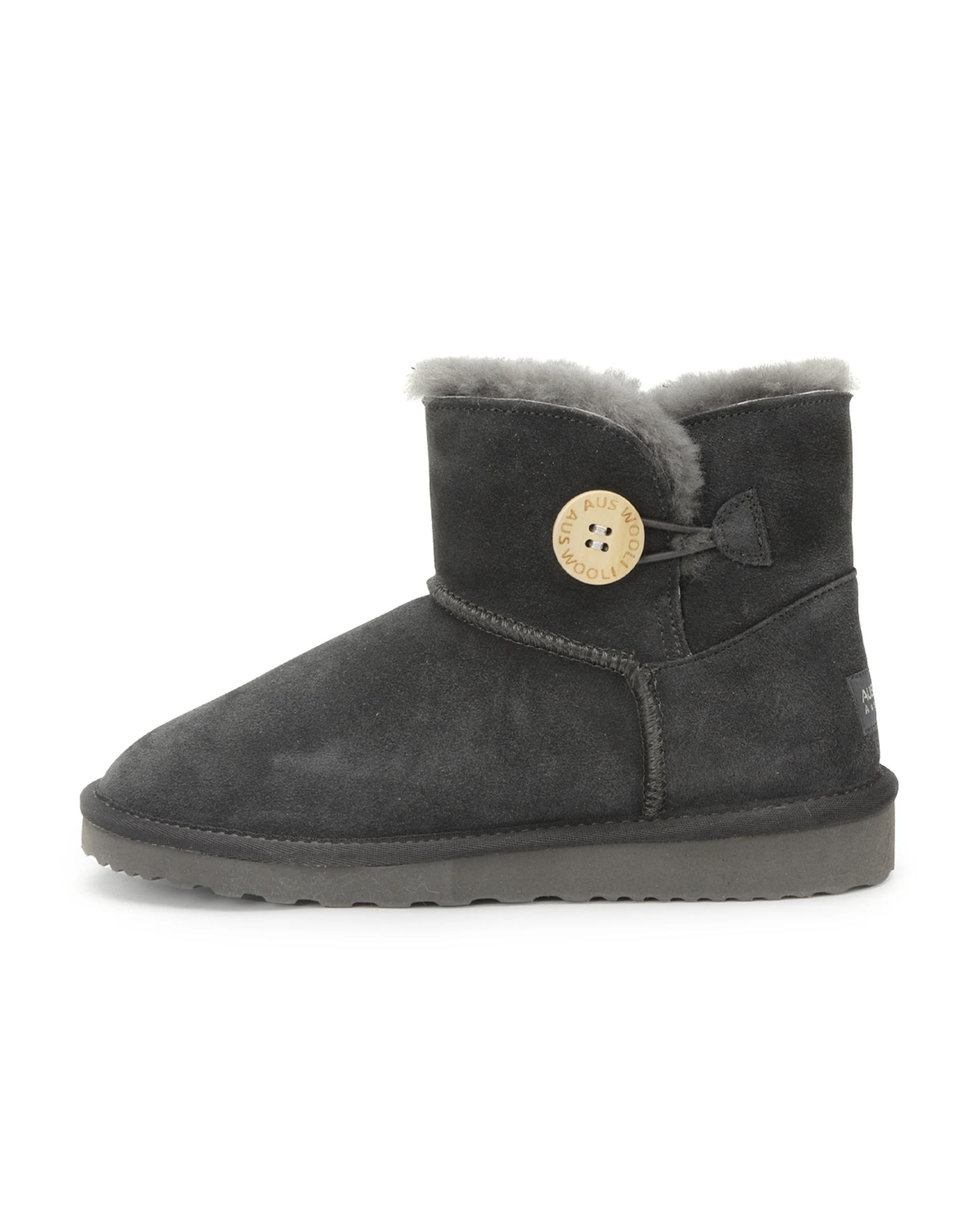3 AUS WOOLI Short Sheepskin Button UGG Boots GREY, 3 of 6