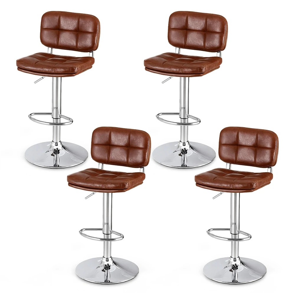 1 Artiss 4x Bar Stools Kitchen Swivel Gas Lift Counter Chair Tuft PU Leather - Multi, 1 of 6
