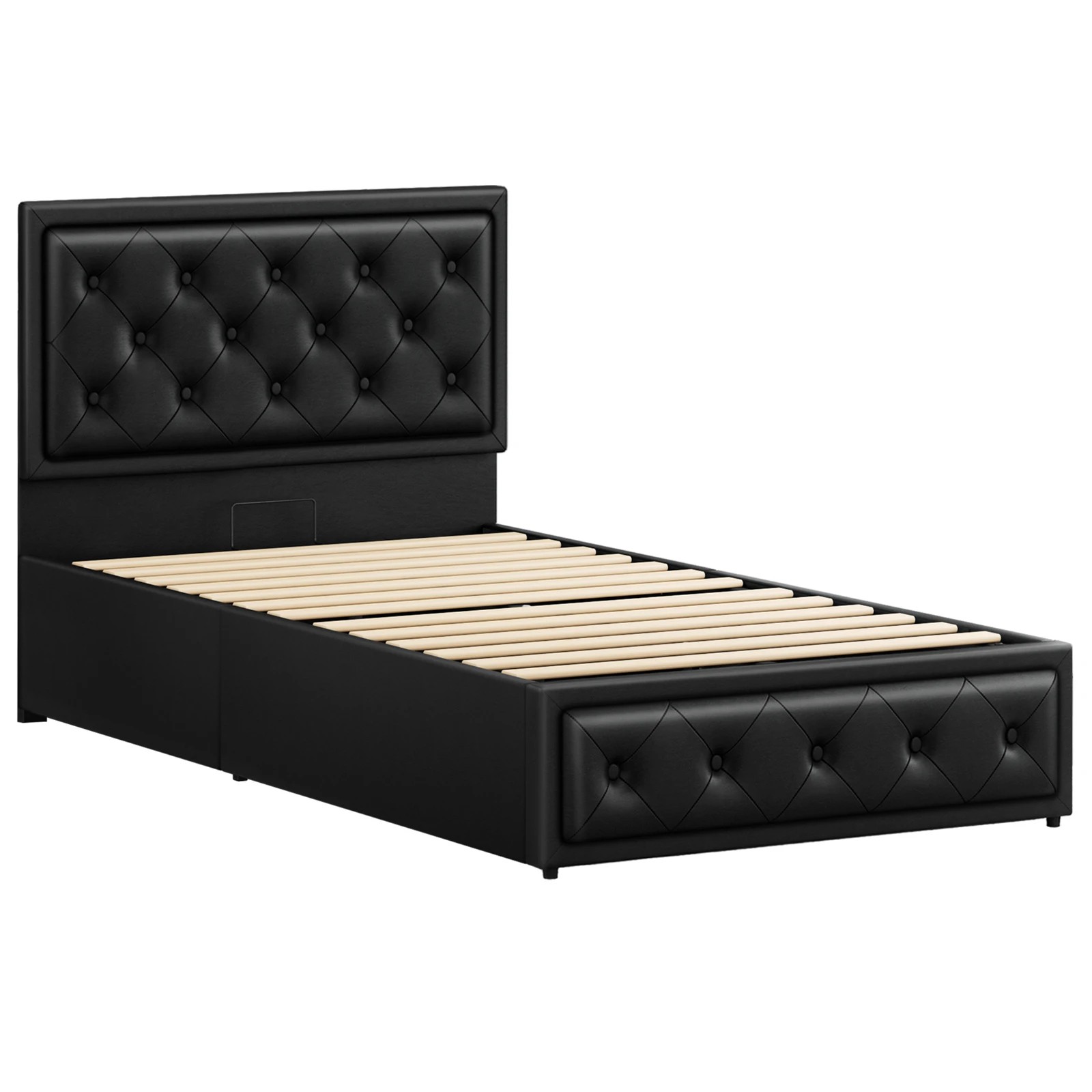 10 Alfordson Bed Frame King Single Gas Lift Storage Mattress Base Leather Dinana - Black, 10 of 10
