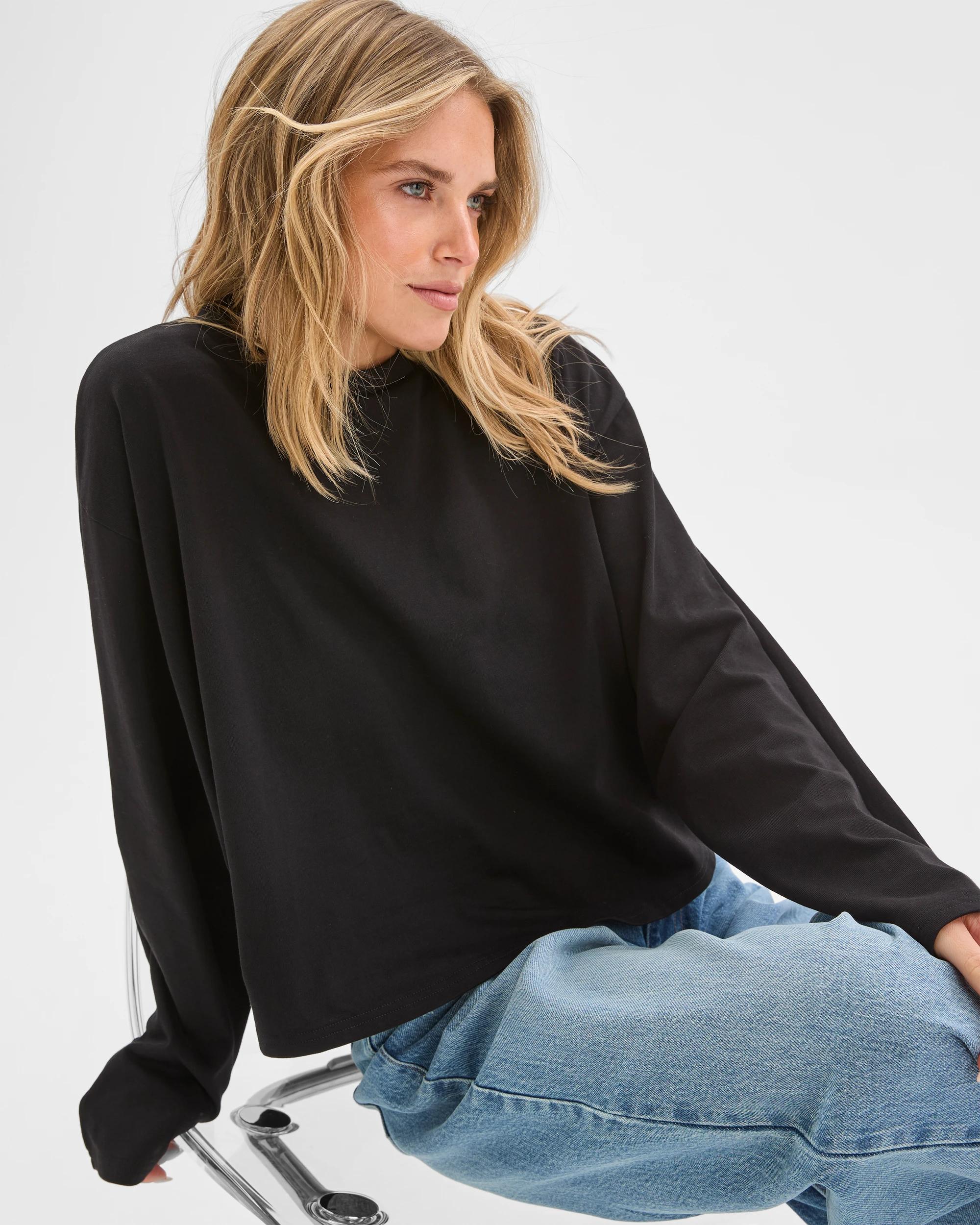 4 Lily Loves Australian Cotton Dolman Sleeve T-Shirt BLACK, 4 of 7