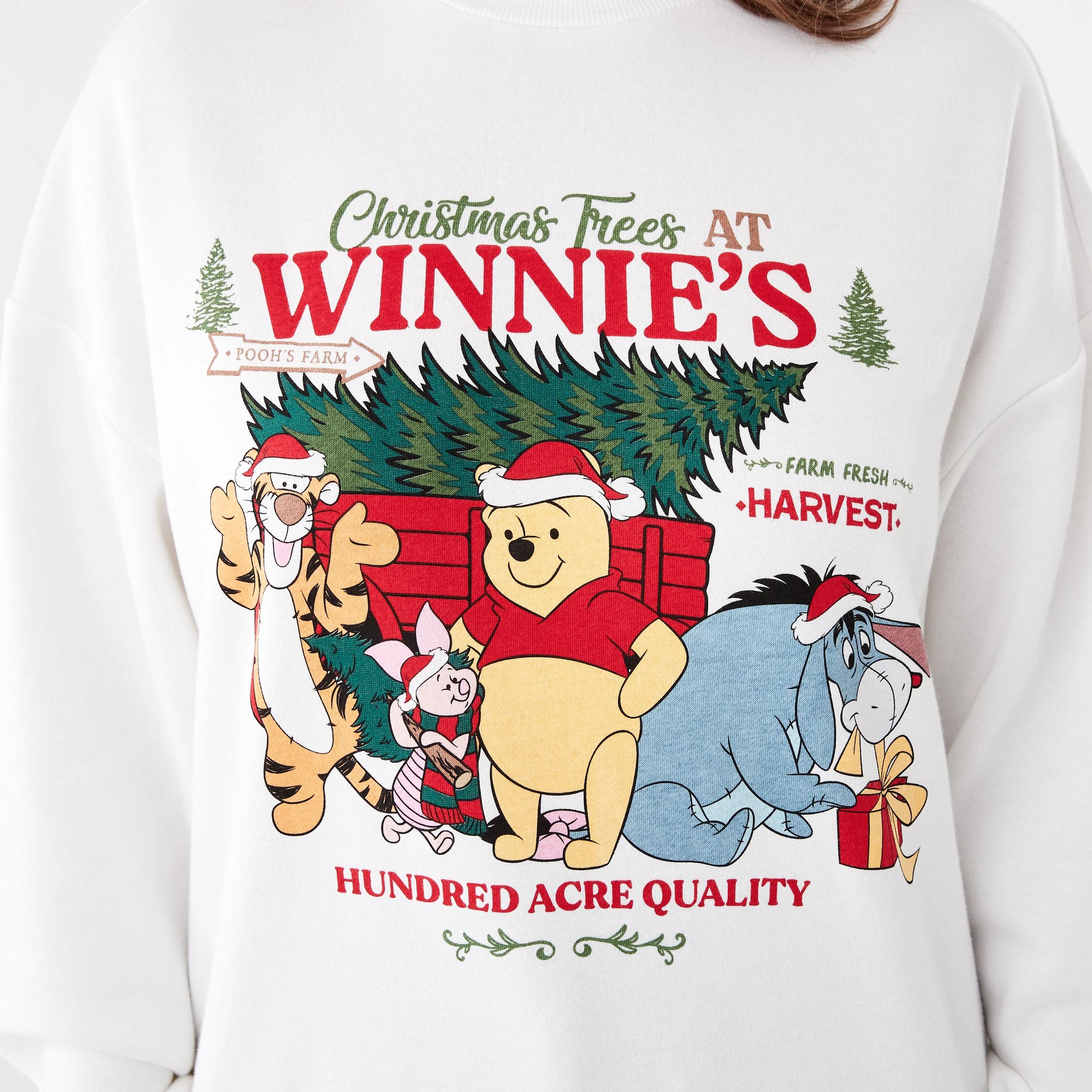 5 Christmas Winnie The Pooh License Long Sleeve Sweatshirt WINNIE XMAS SNOW WHITE, 5 of 5