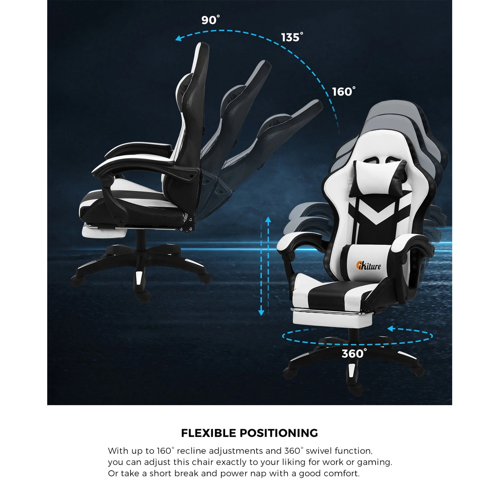 6 Oikiture 8-points Massage Gaming Chair Led
 - Multi, 6 of 8