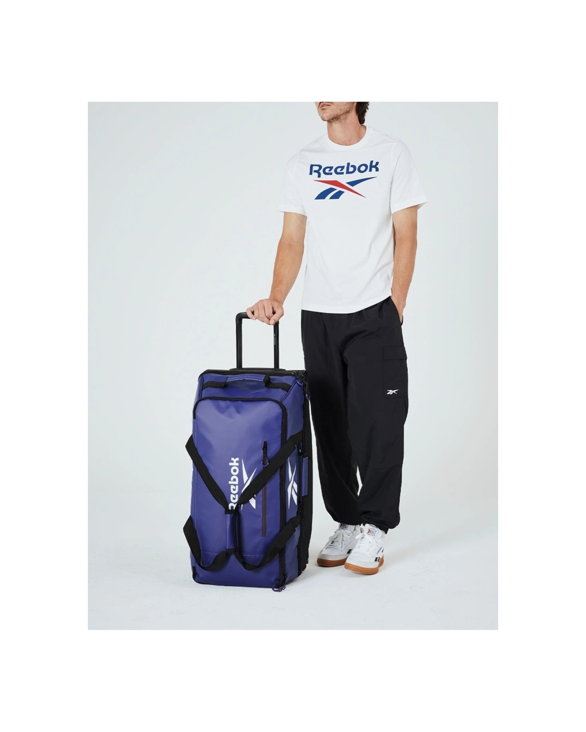 2 Reebok All Star Large 88L Leather Film Soft Shell Trolley Suitcase Luggage Navy - Blue, 2 of 8