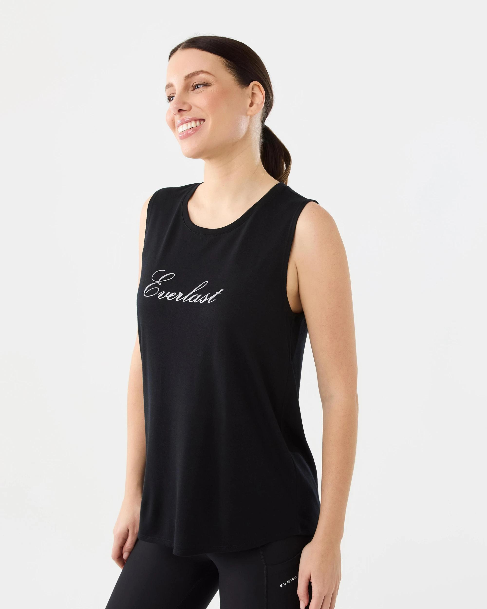 2 Everlast Womens Twist Back Tank Black, 2 of 7