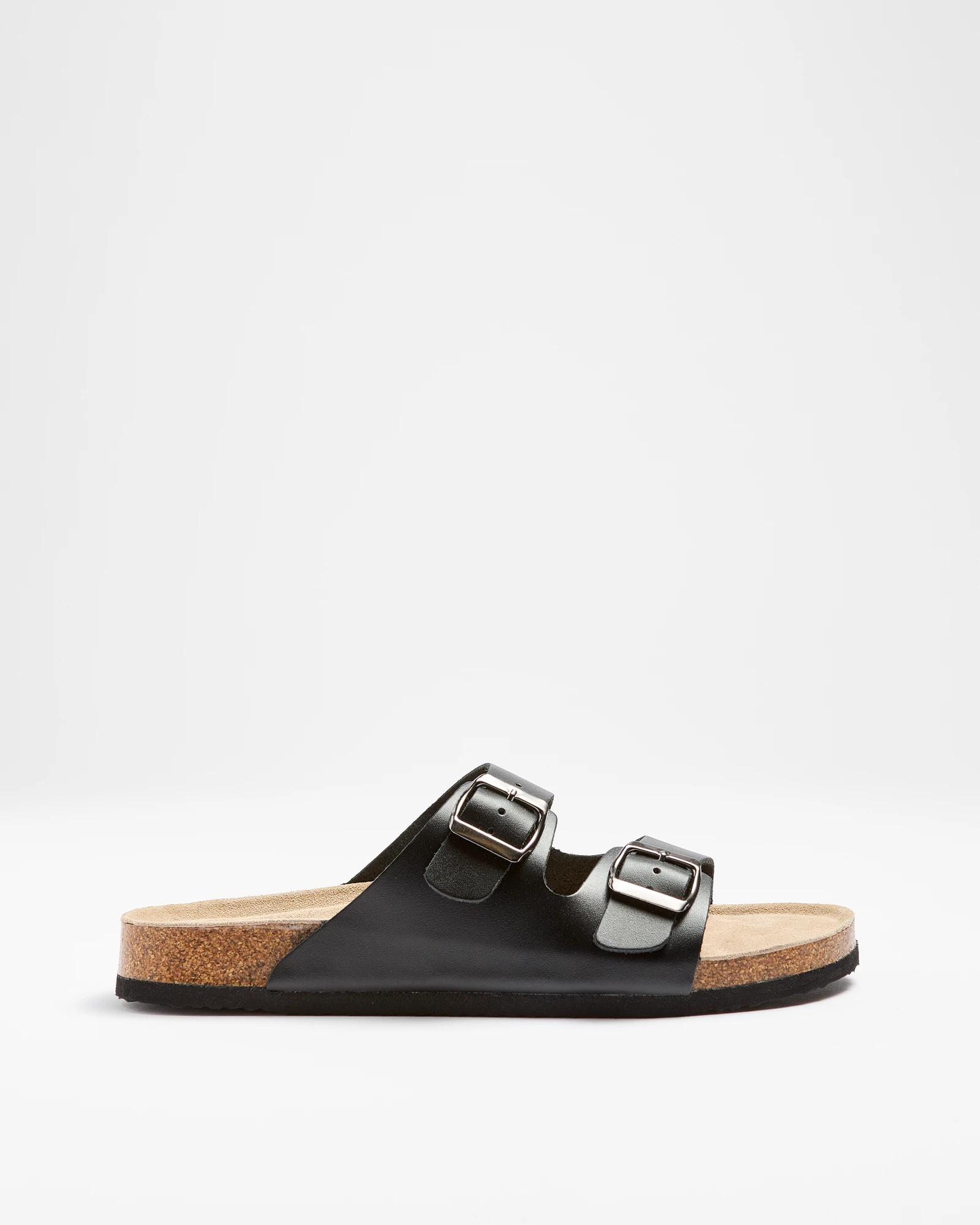 1 Target Womens Genuine Leather Moulded Cork Sandal BLACK, 1 of 3