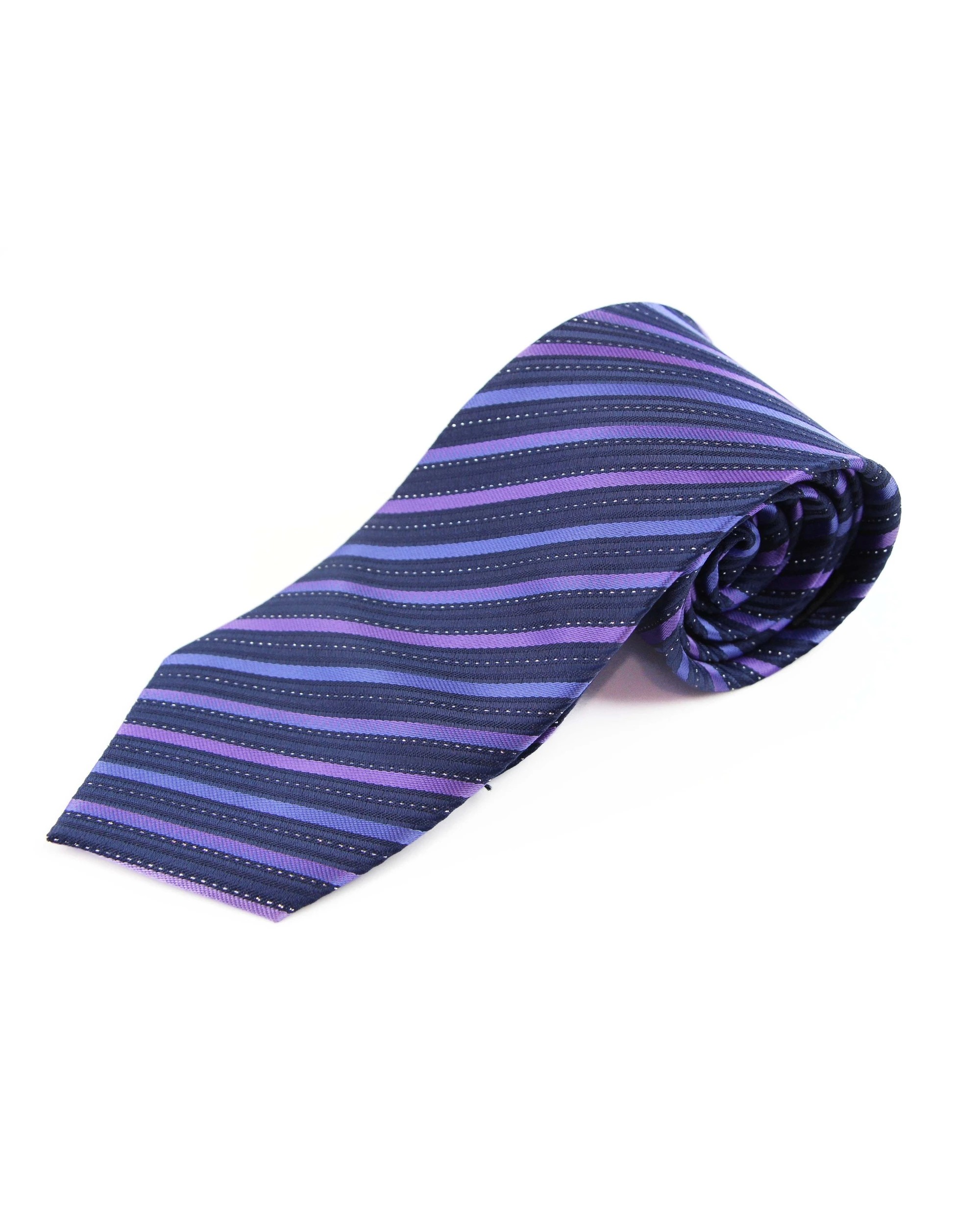 2 Zasel Mens Navy & Purple Striped 8cm Patterned Neck Tie, 2 of 2