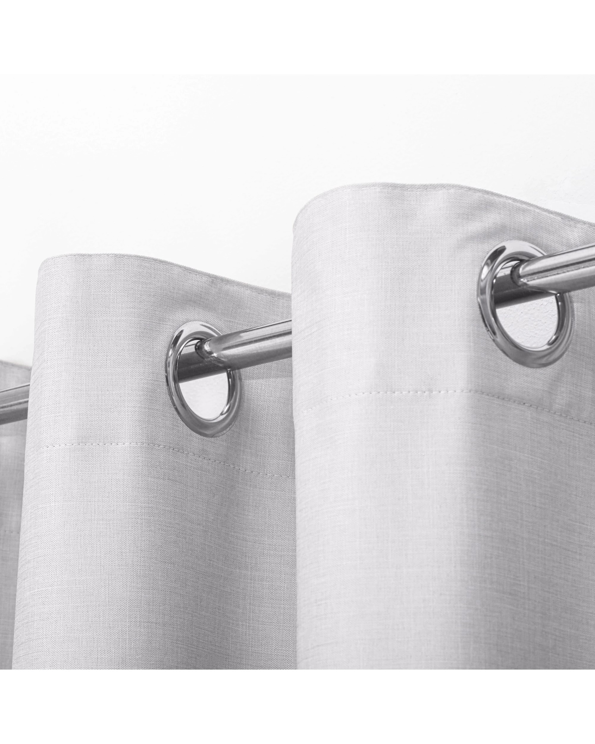 2 Sherwood Faux Linen 100% Blockout Eyelet Curtain Pair 135x223cm - Grey, 2 of 5