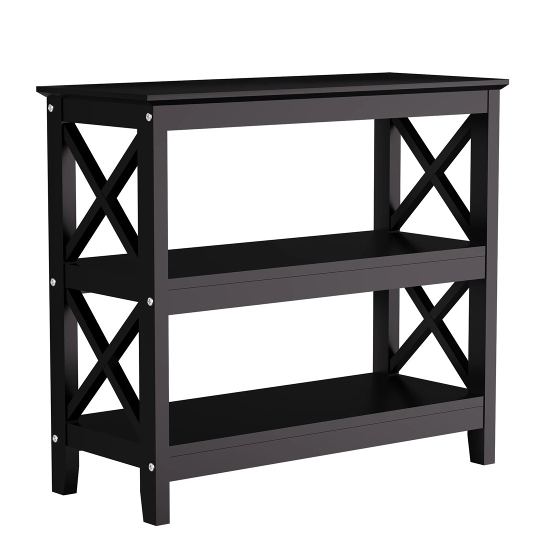 6 Oikiture 3-tier Console Table X-design Wood Sofa Table Hall Side Entry
 - Black, 6 of 10