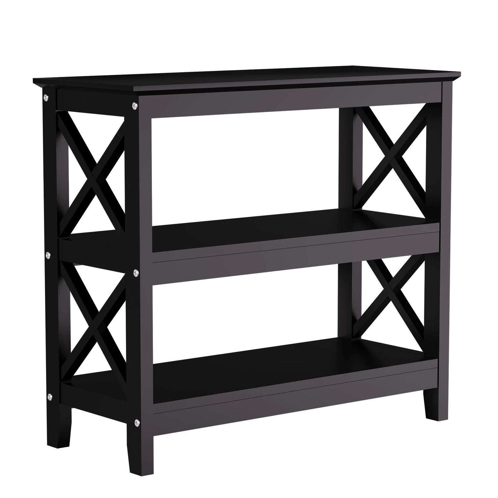 6 Oikiture 3-tier Console Table X-design Wood Sofa Table Hall Side Entry
 - Black, 6 of 10