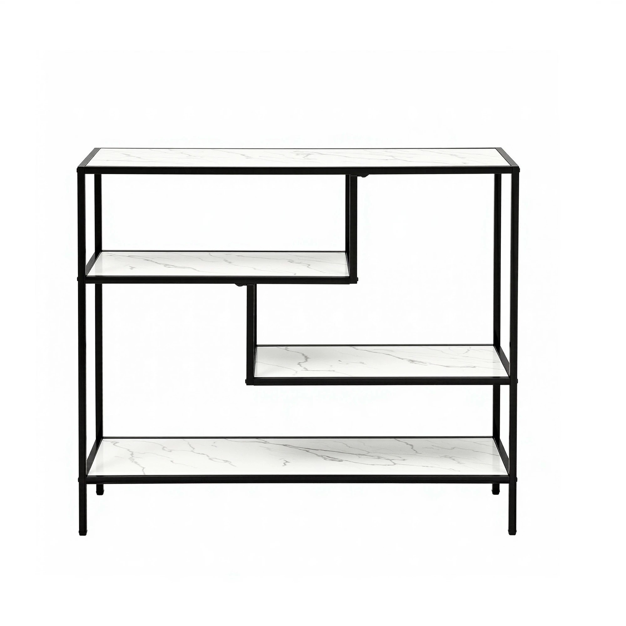 4 Artiss Console Table Entryway Hallway Marble Effect 4-Tier Storage Shelves - Black, 4 of 10