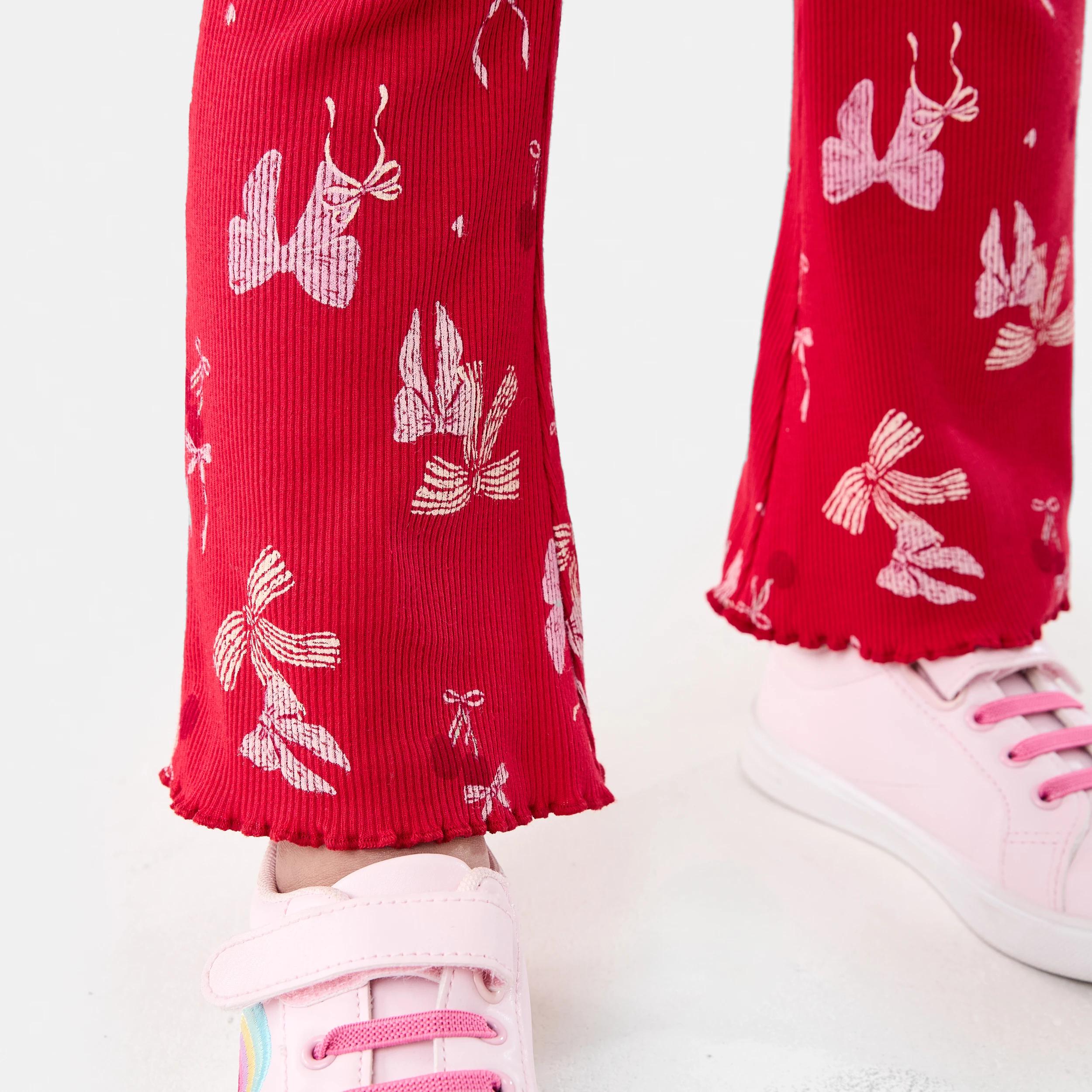4 Christmas Flare Leggings Red Bows, 4 of 6