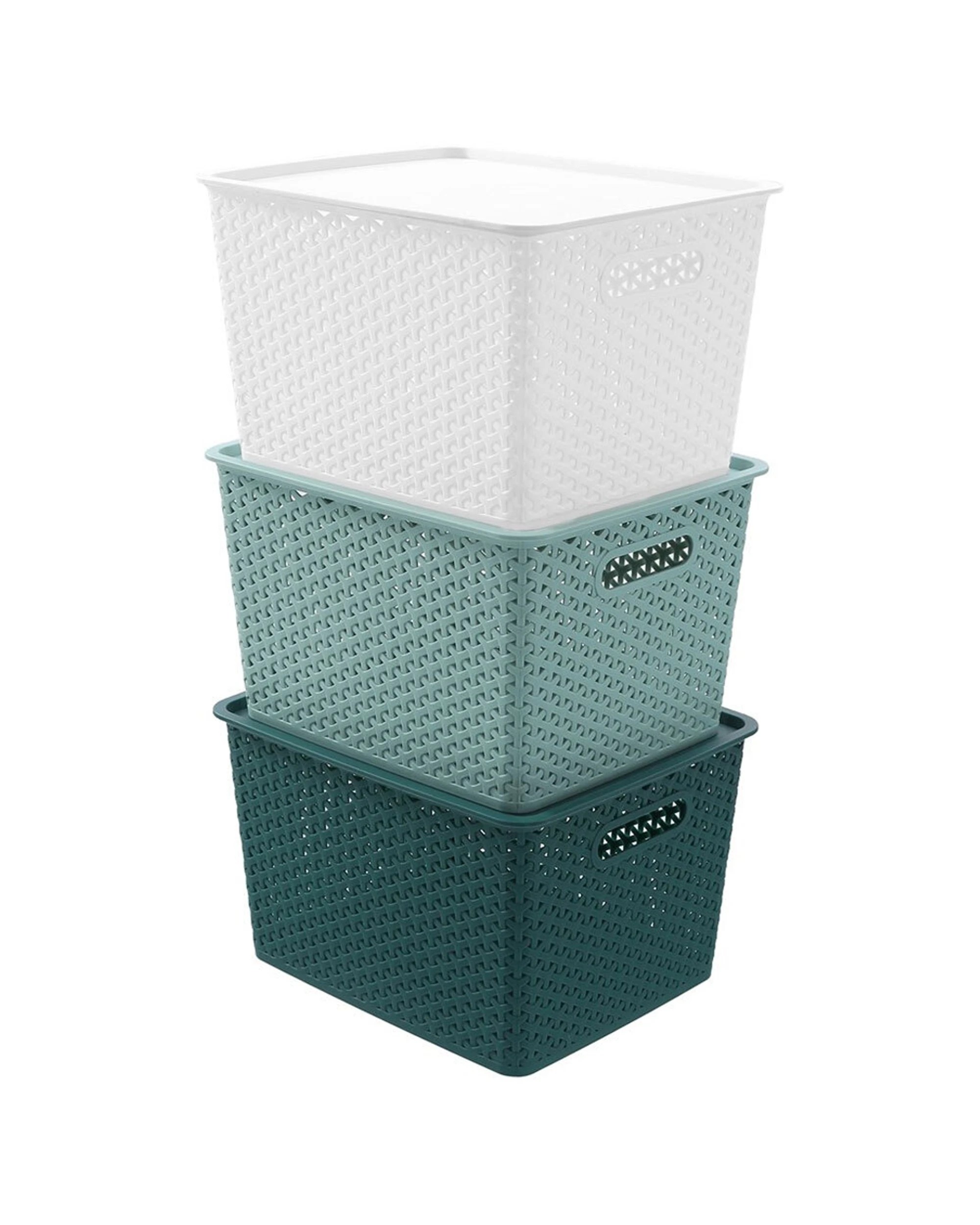 4 Boxsweden Wicker Basket Large 36cm X 30cm X 22.5cm With Lid - Assorted, 4 of 5