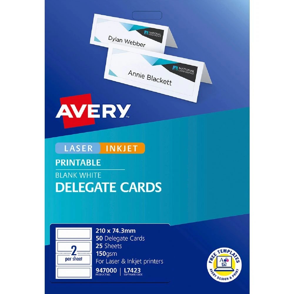 1 Avery Delegate Cards 50 Pack, 1 of 6