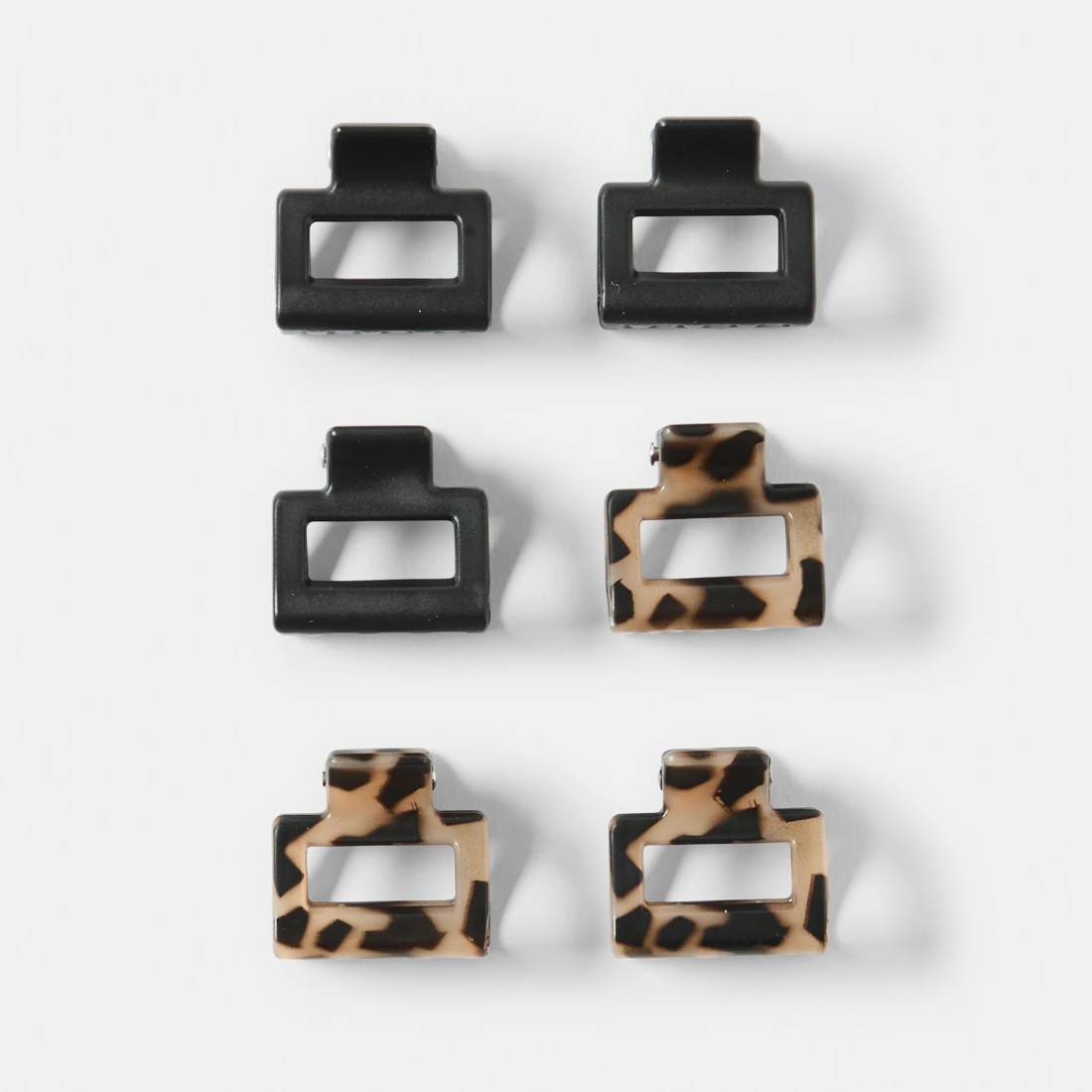 2 OXX Haircare 6 Pack Black and Tort Mini Rectangular Claw Hair Clips, 2 of 4