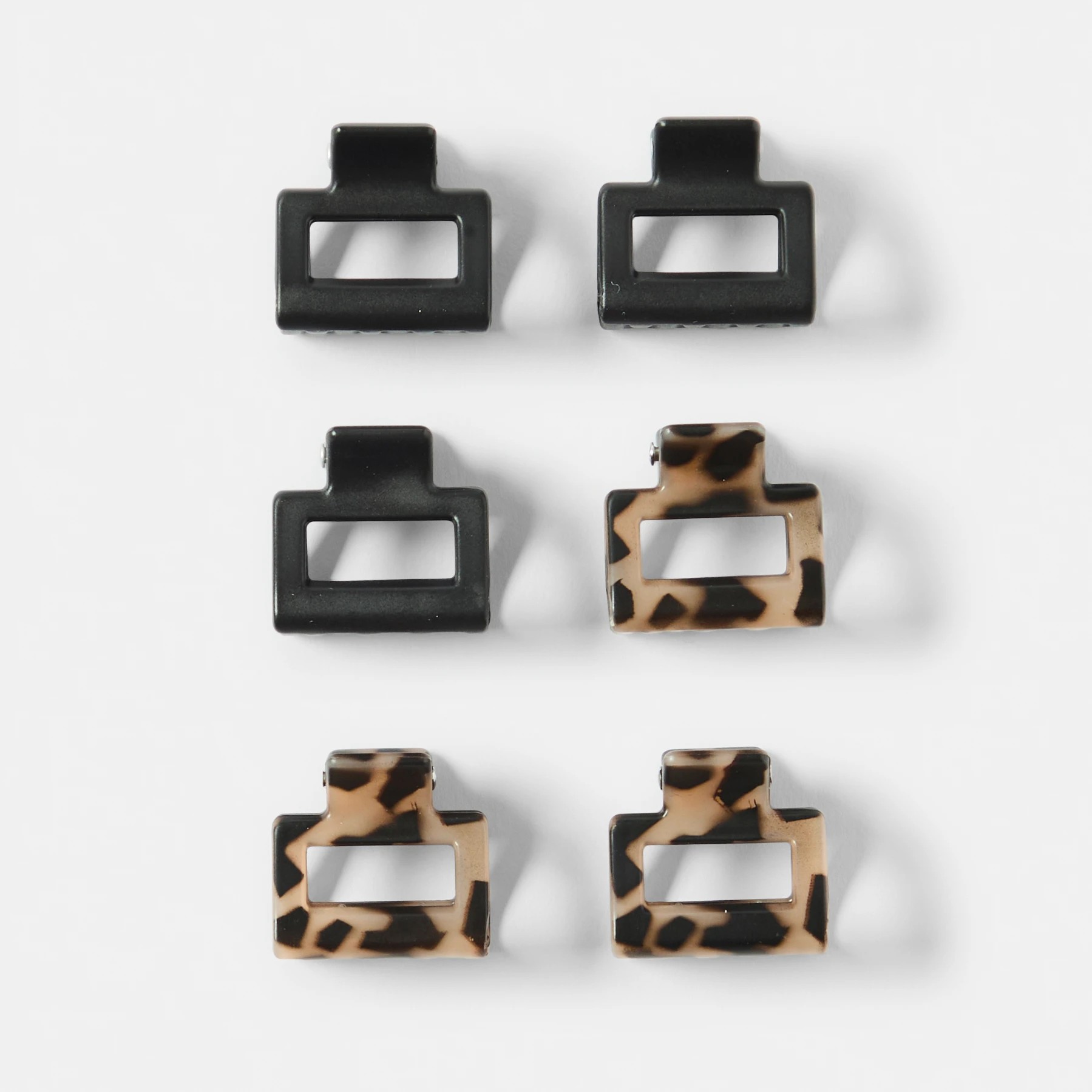 2 OXX Haircare 6 Pack Black and Tort Mini Rectangular Claw Hair Clips, 2 of 4