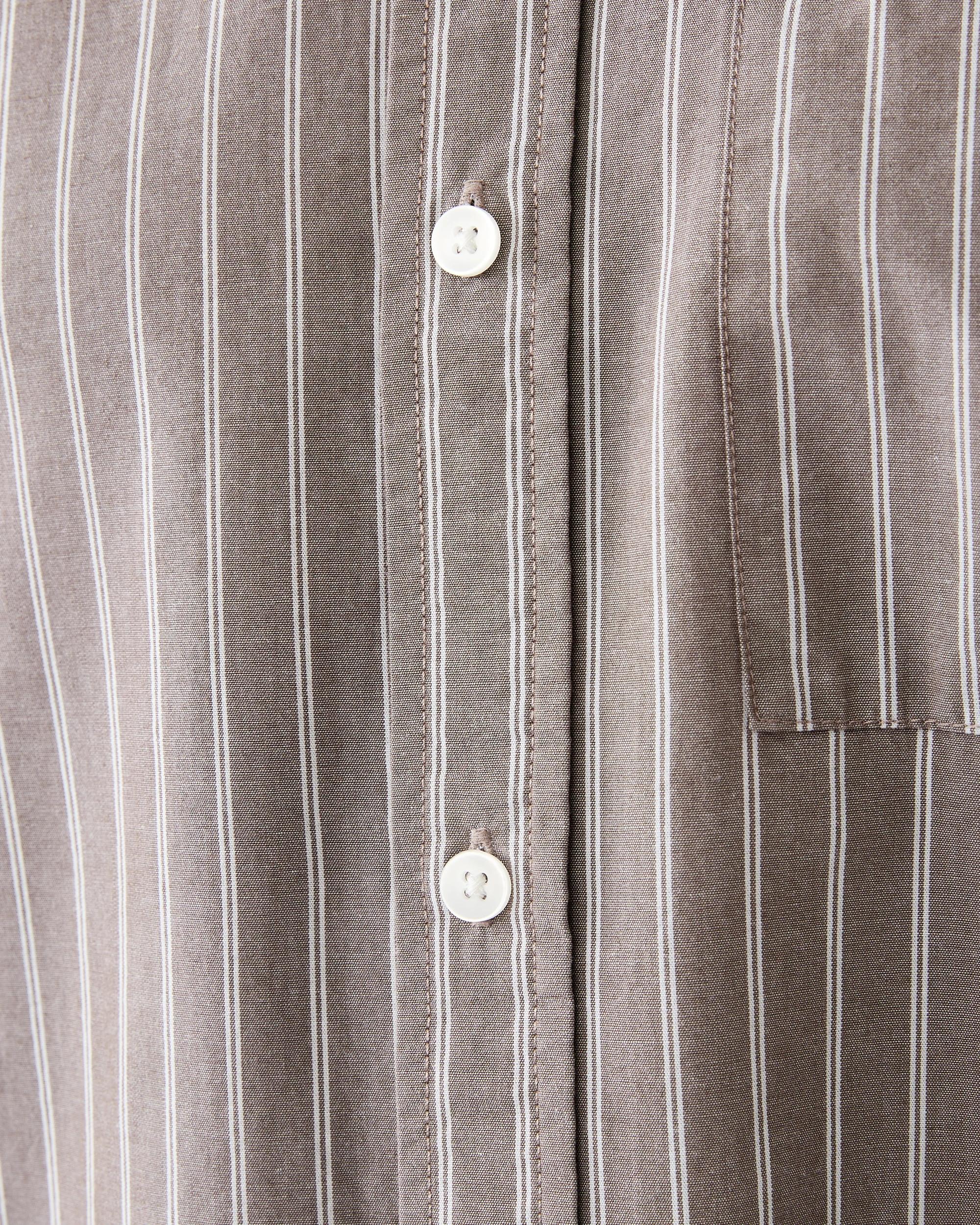 7 Short Sleeve Boxy Poplin Stripe Shirt Brn Stripe, 7 of 7