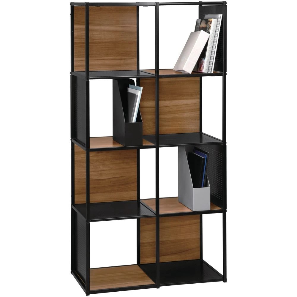 2 Stockholm 8 Cube Bookcase Walnut and Black Shelves Home Office Storage, 2 of 6