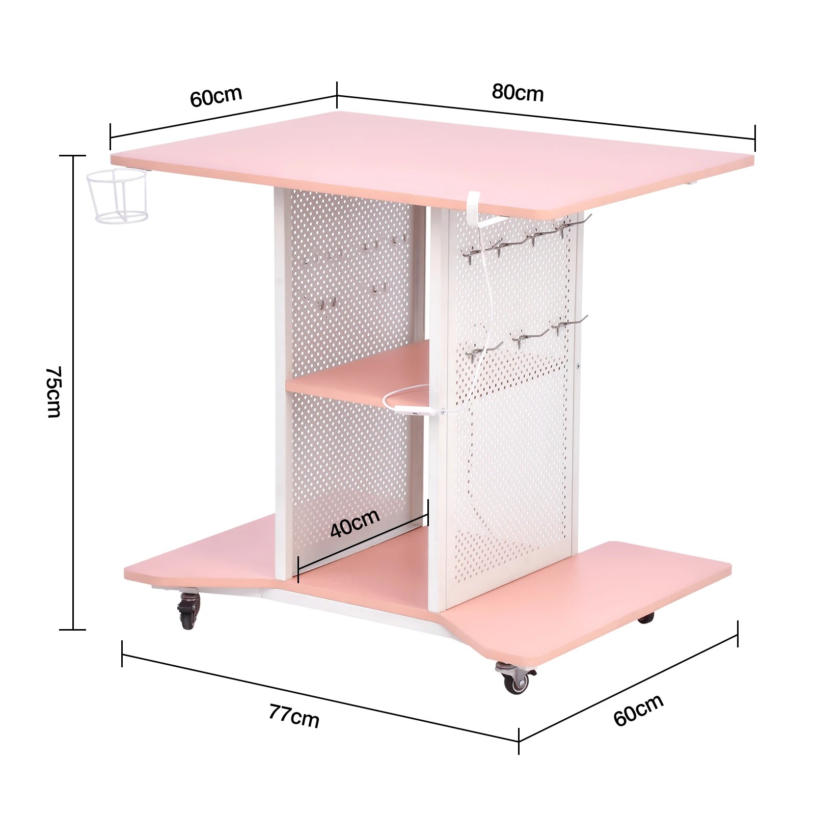 6 Advwin Movable Gaming Desk with LED Lights & Power Outlet, 6 of 8