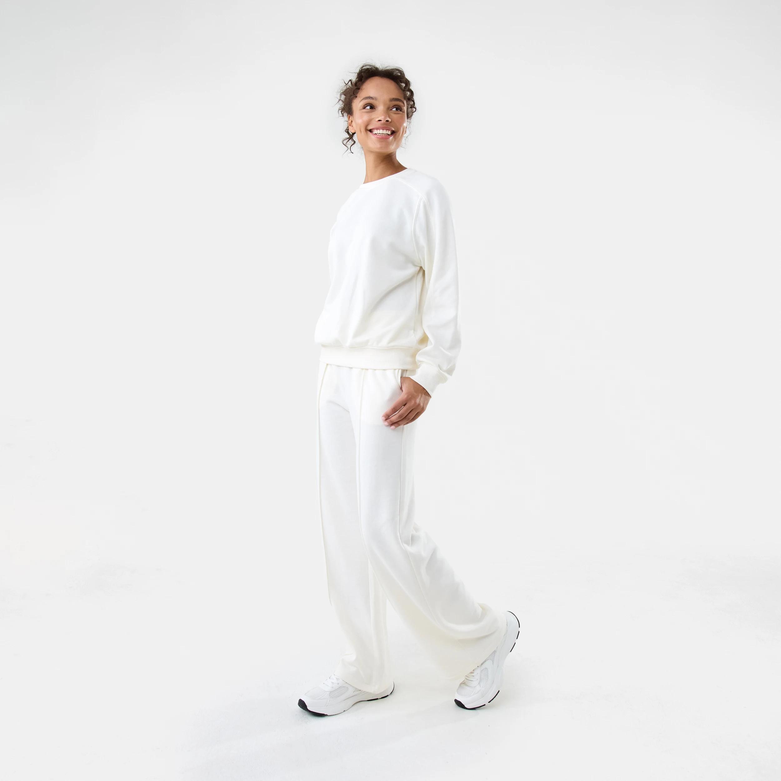 3 Active Womens Terry Sweater EGRET WHITE, 3 of 6