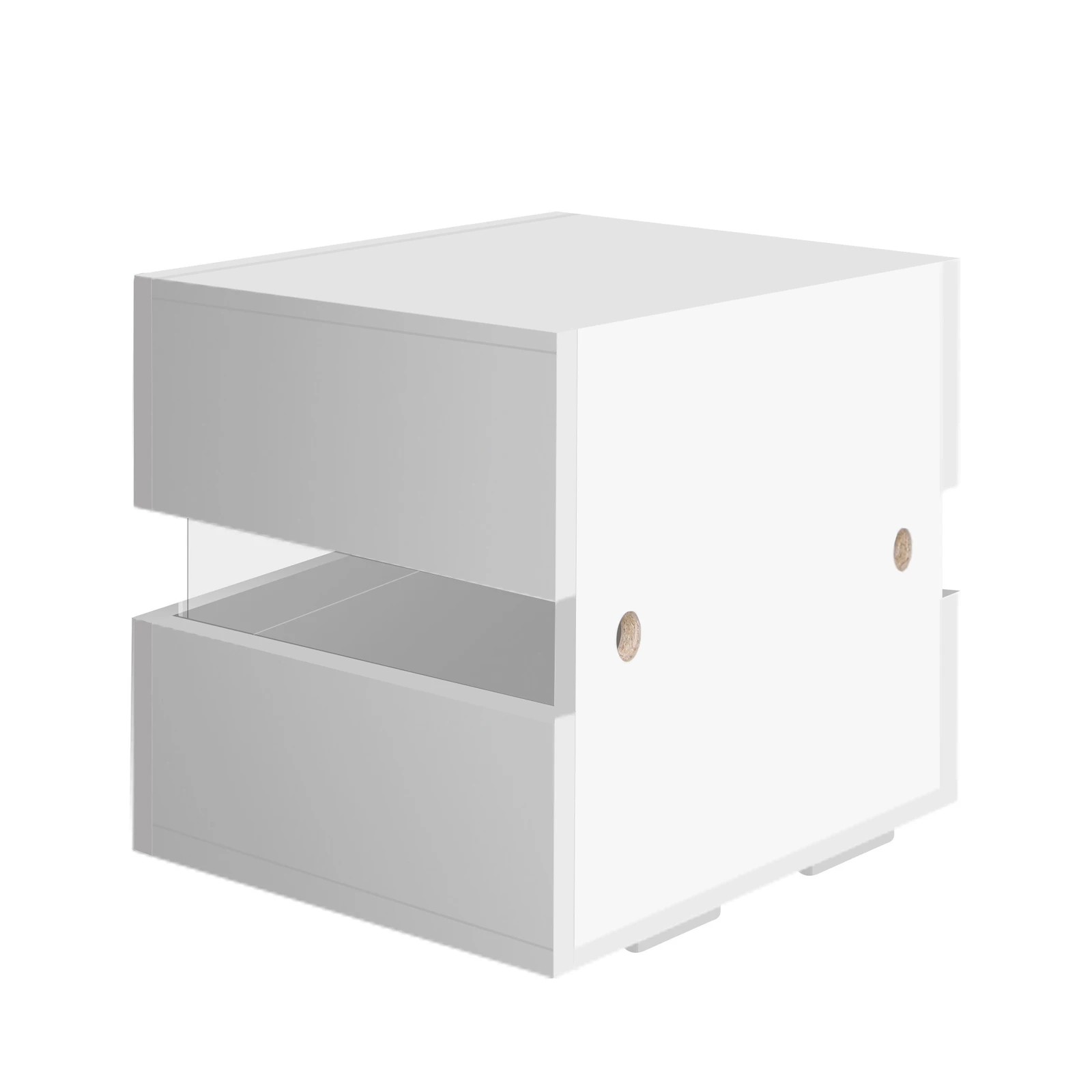 10 Alfordson 2x Bedside Table LED Nightstand 2 Drawers Gloss - White, 10 of 10