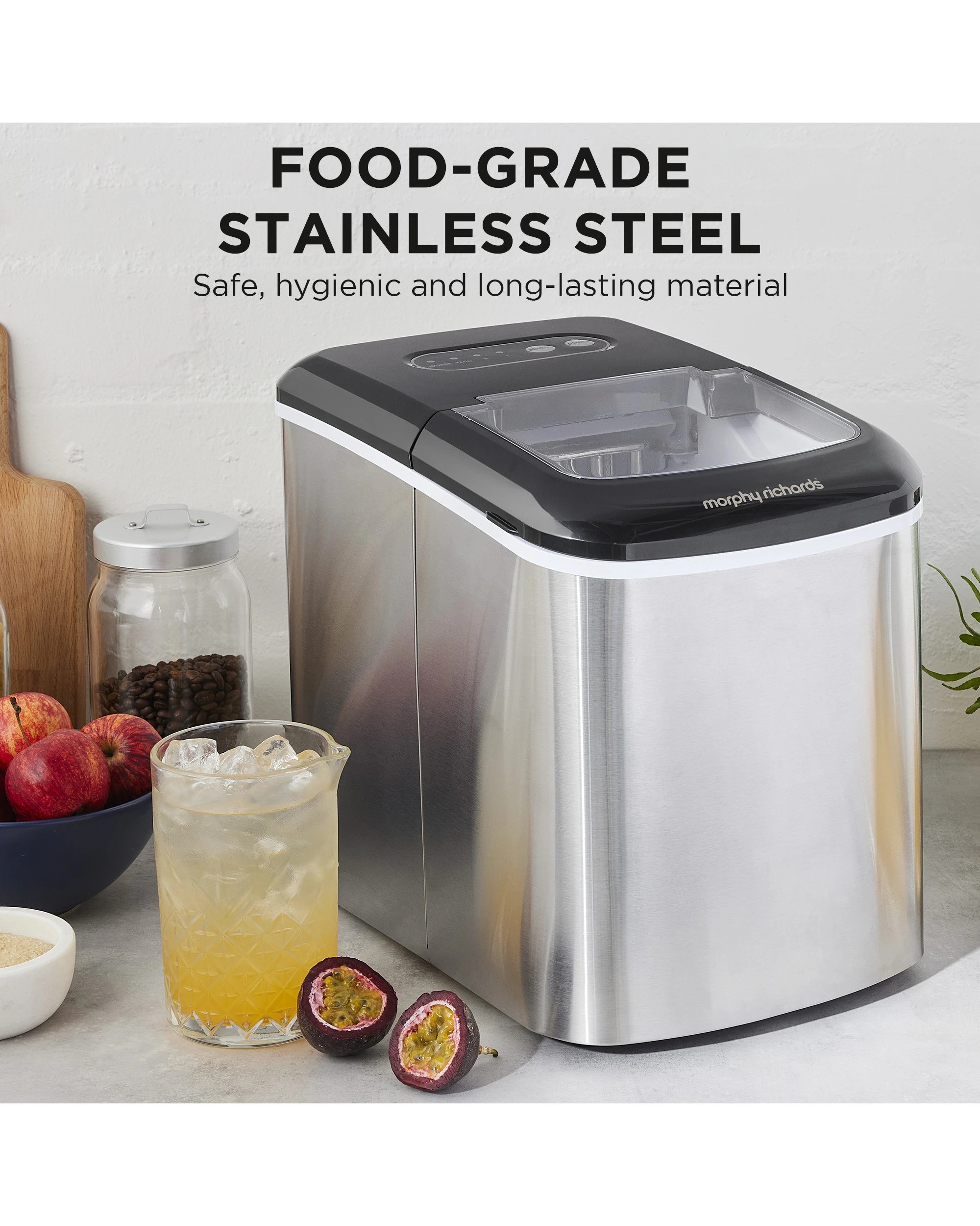 8 Morphy Richards Ice Maker Stainless Steel 15kg Small Large And Cube 2.1l Tank, 8 of 10