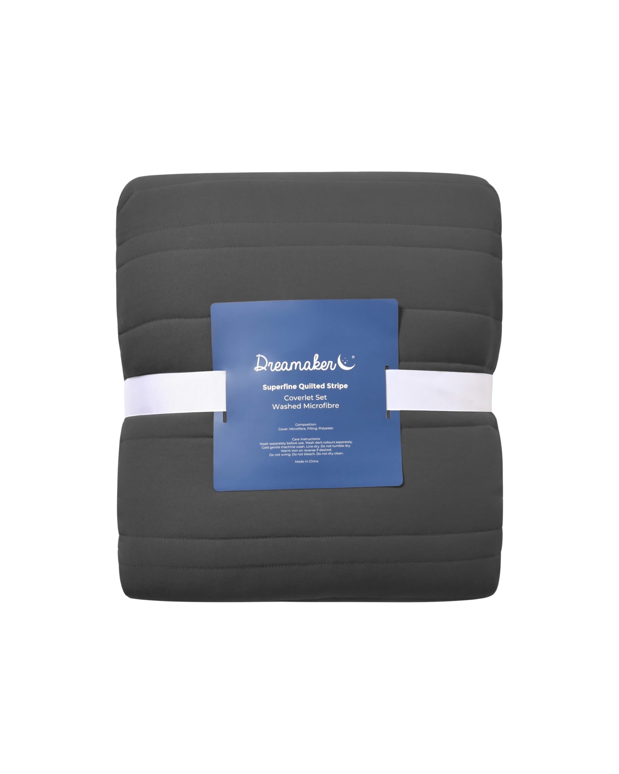 7 Dreamaker Superfine Washed Microfibre Stripe Quilted Coverlet Set - Queen/King - Black, 7 of 7