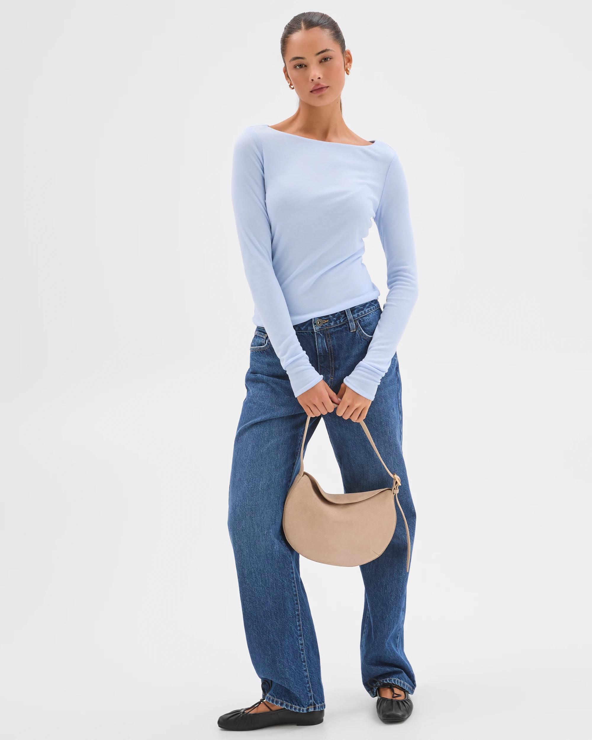 1 Lily Loves Double Layer Boat Neck Long Sleeve Top BABY BLUE, 1 of 7