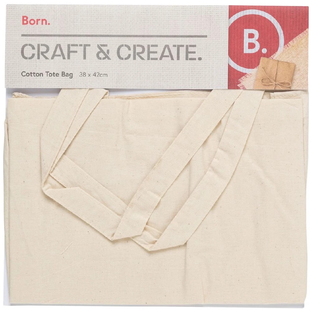 1 Born Cotton Tote Bag 38x42cm Natural, 1 of 2