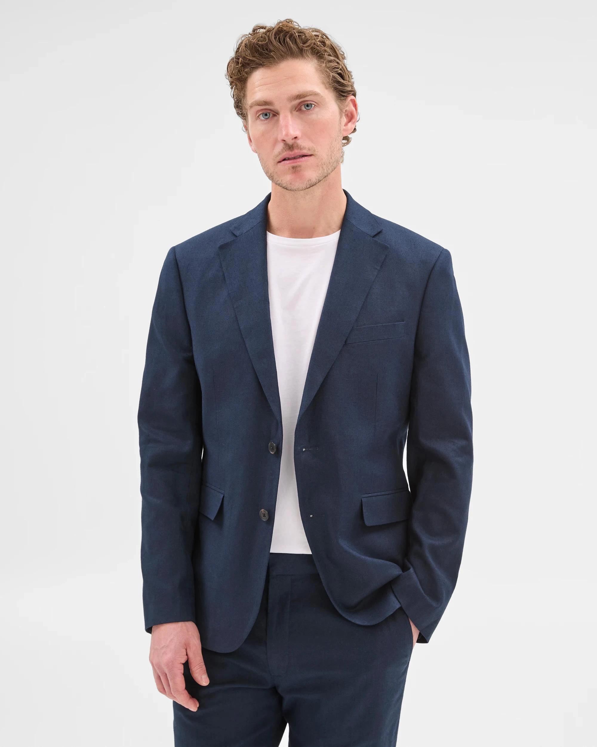 1 European Linen Blend Suit Jacket - Preview NAVY, 1 of 5