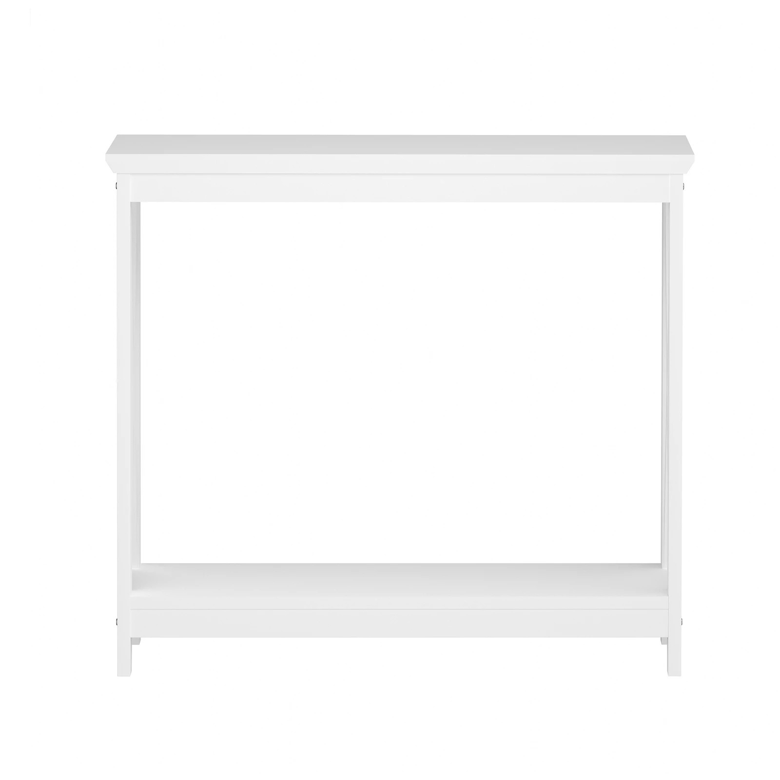 5 Oikiture 2-tier Console Table X-design Wood Sofa Table Hall Side Entry
 - White, 5 of 8